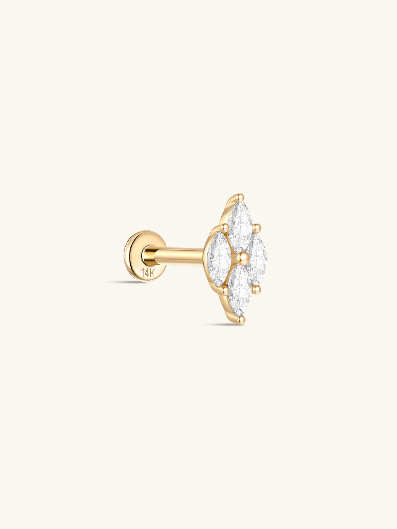925 Sterling Silver Marquise Zircon Splicing Ear Piercing Stud-aurivna