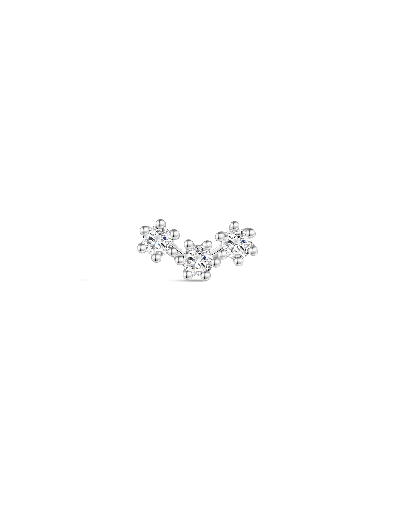 925 Sterling Silver Zircon Curve Ear Piercing Stud-aurivna