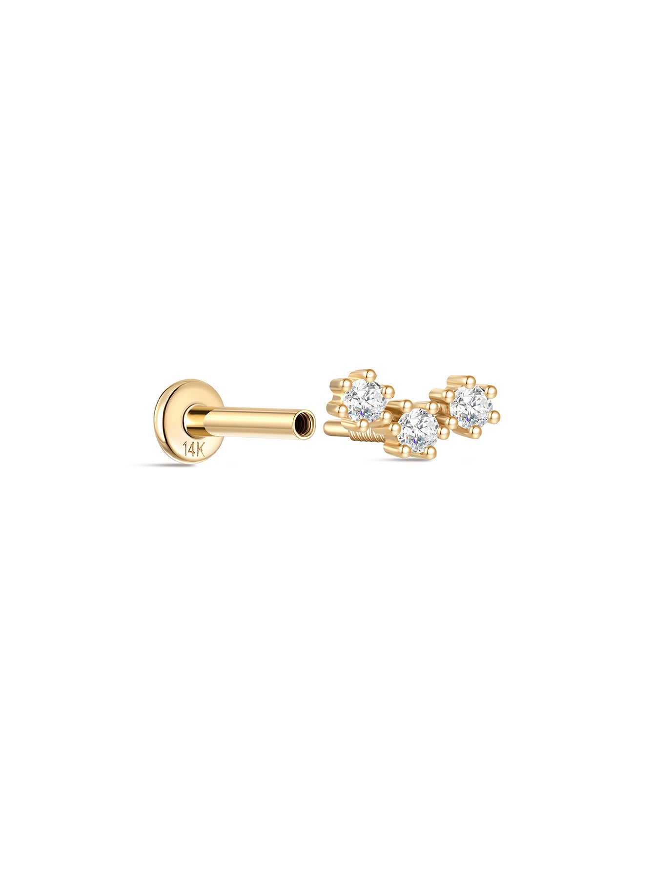 925 Sterling Silver Zircon Curve Ear Piercing Stud-aurivna