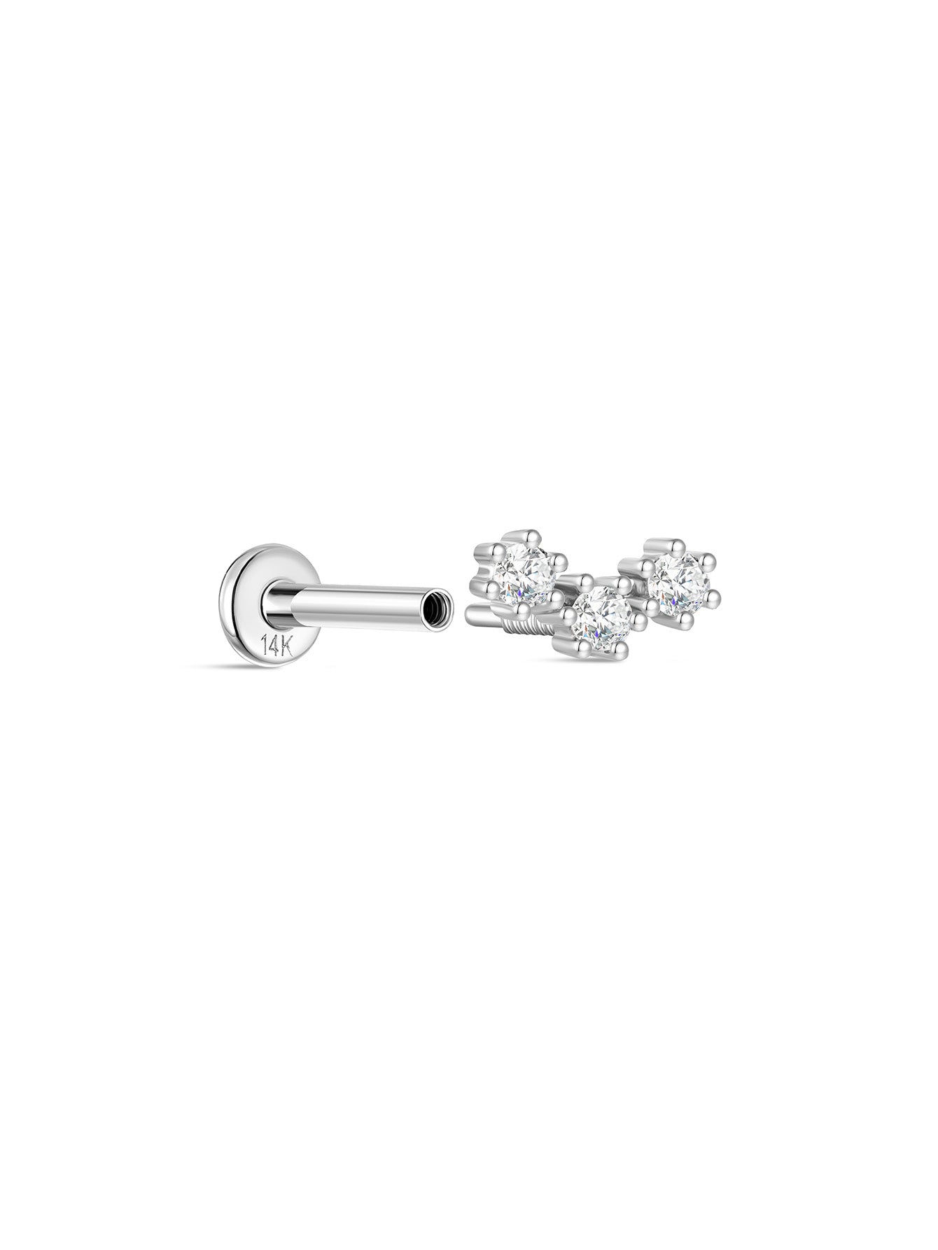 925 Sterling Silver Zircon Curve Ear Piercing Stud-aurivna