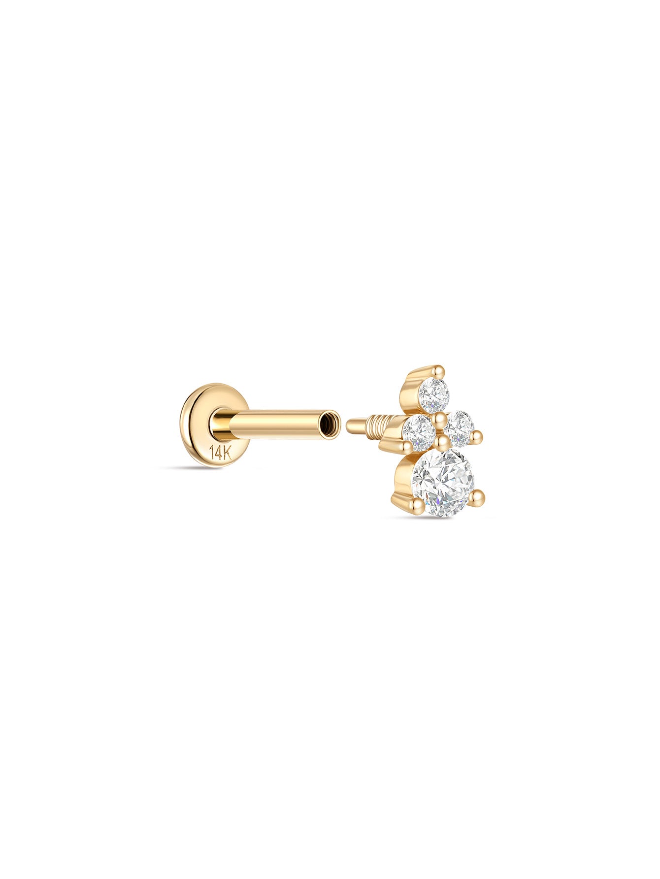 925 Sterling Silver Triangular Zircon Stitching Ear Piercing Stud-aurivna