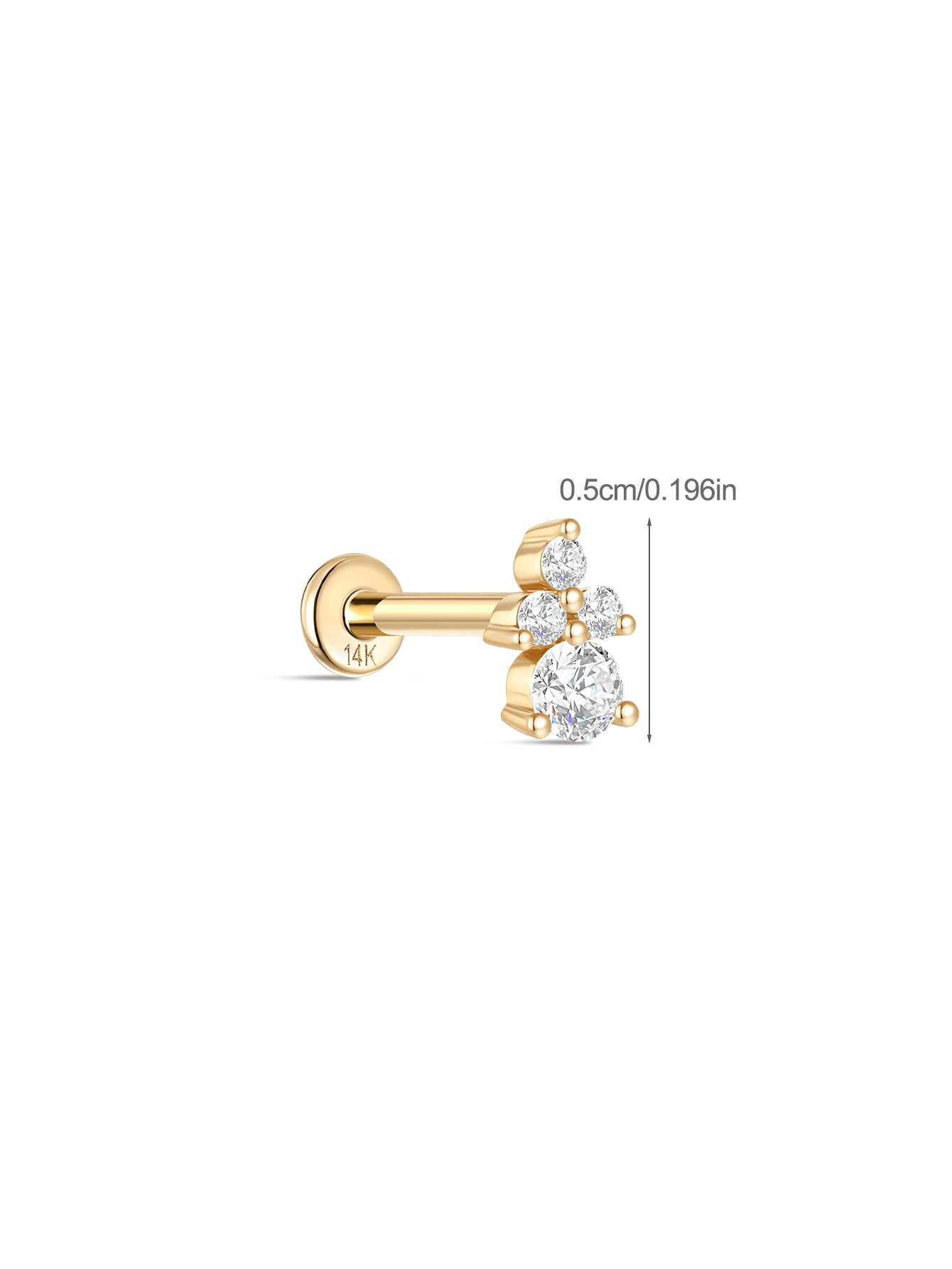 925 Sterling Silver Triangular Zircon Stitching Ear Piercing Stud-aurivna