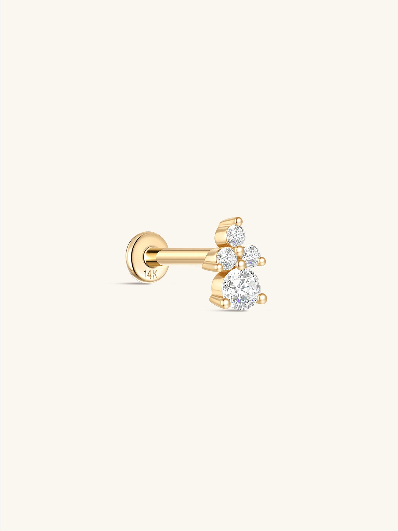 925 Sterling Silver Triangular Zircon Stitching Ear Piercing Stud-aurivna