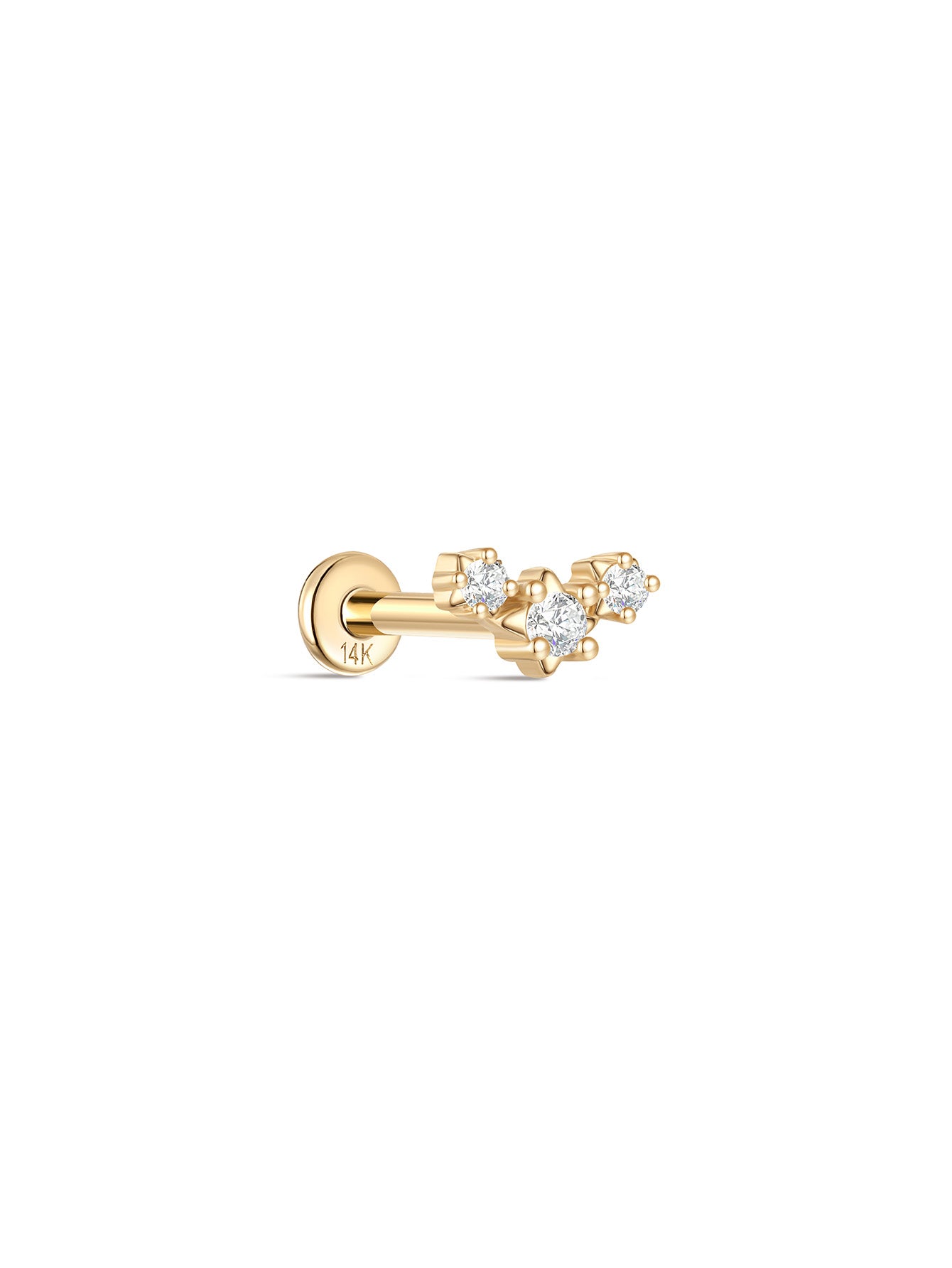 925 Sterling Silver Triple Star Ear Piercing Stud-aurivna