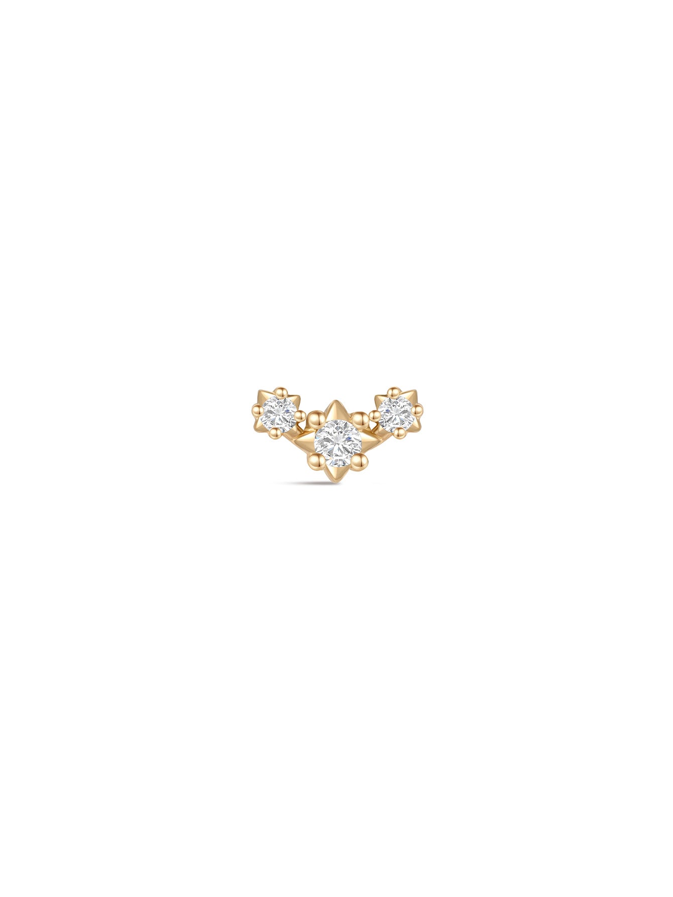 925 Sterling Silver Triple Star Ear Piercing Stud-aurivna