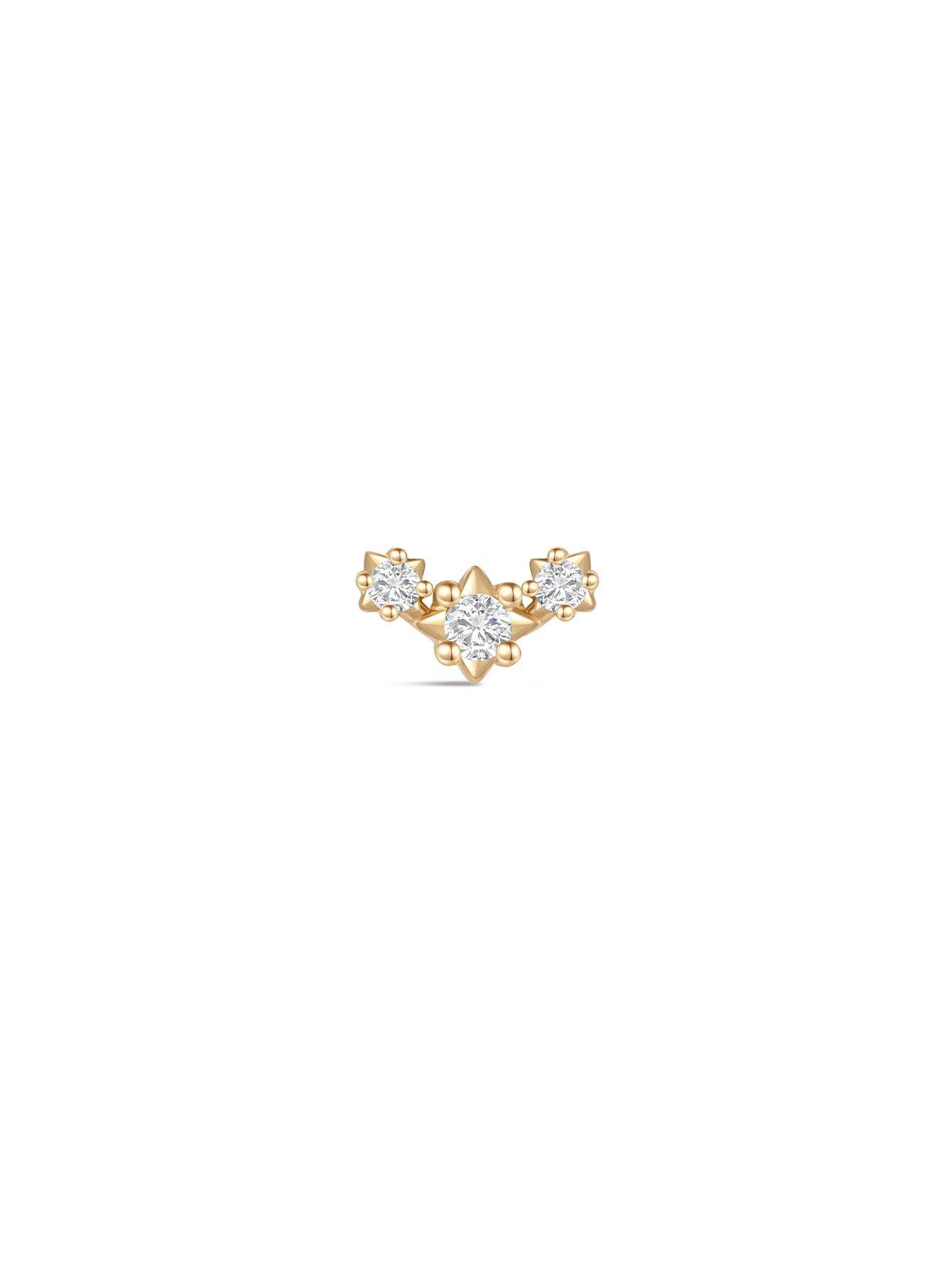 925 Sterling Silver Triple Star Ear Piercing Stud-aurivna