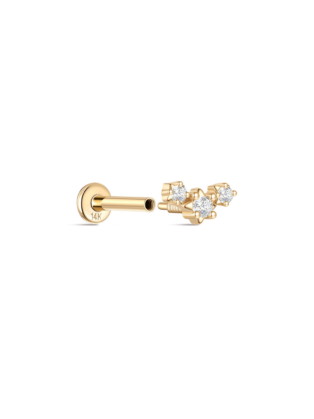 925 Sterling Silver Triple Star Ear Piercing Stud-aurivna