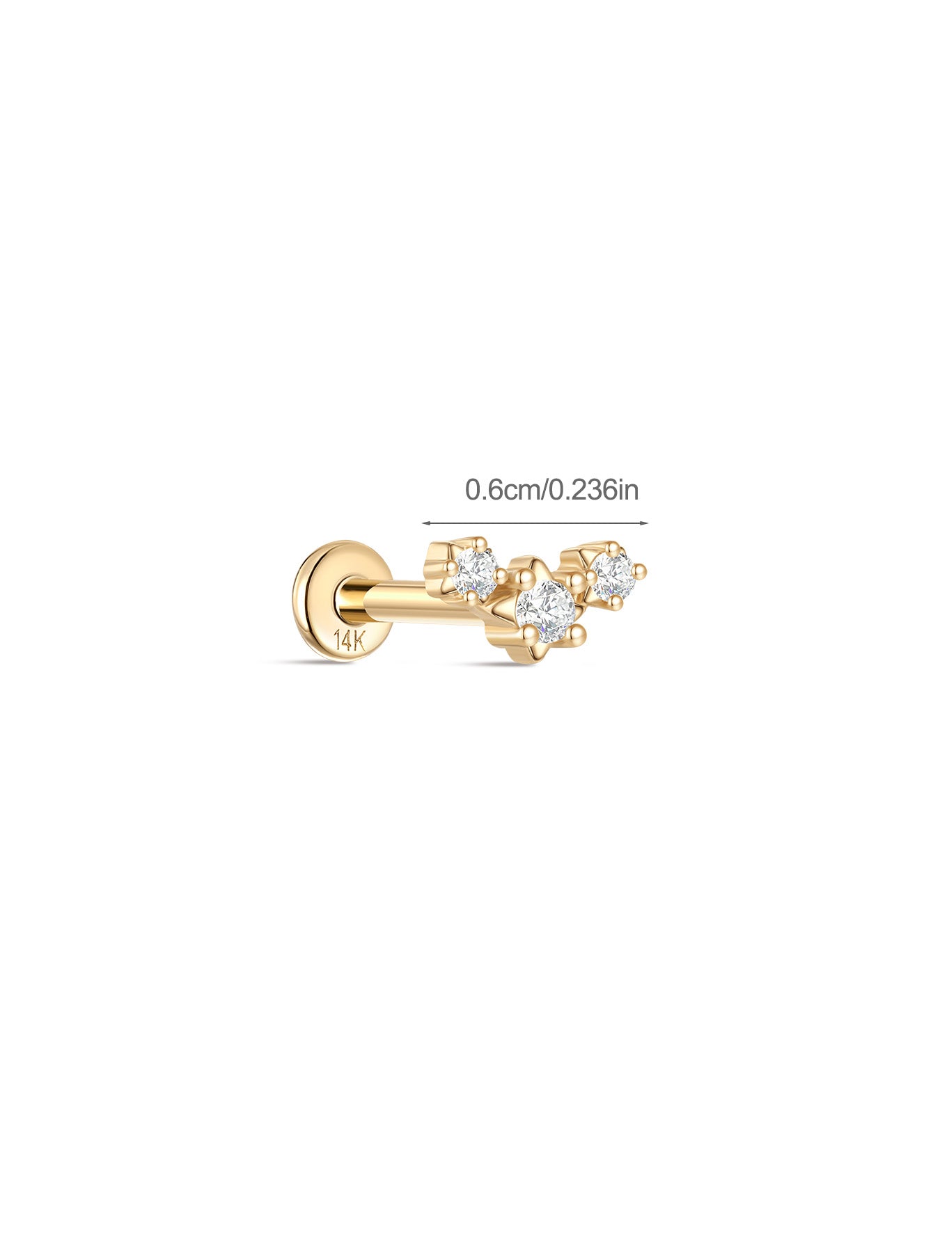 925 Sterling Silver Triple Star Ear Piercing Stud-aurivna