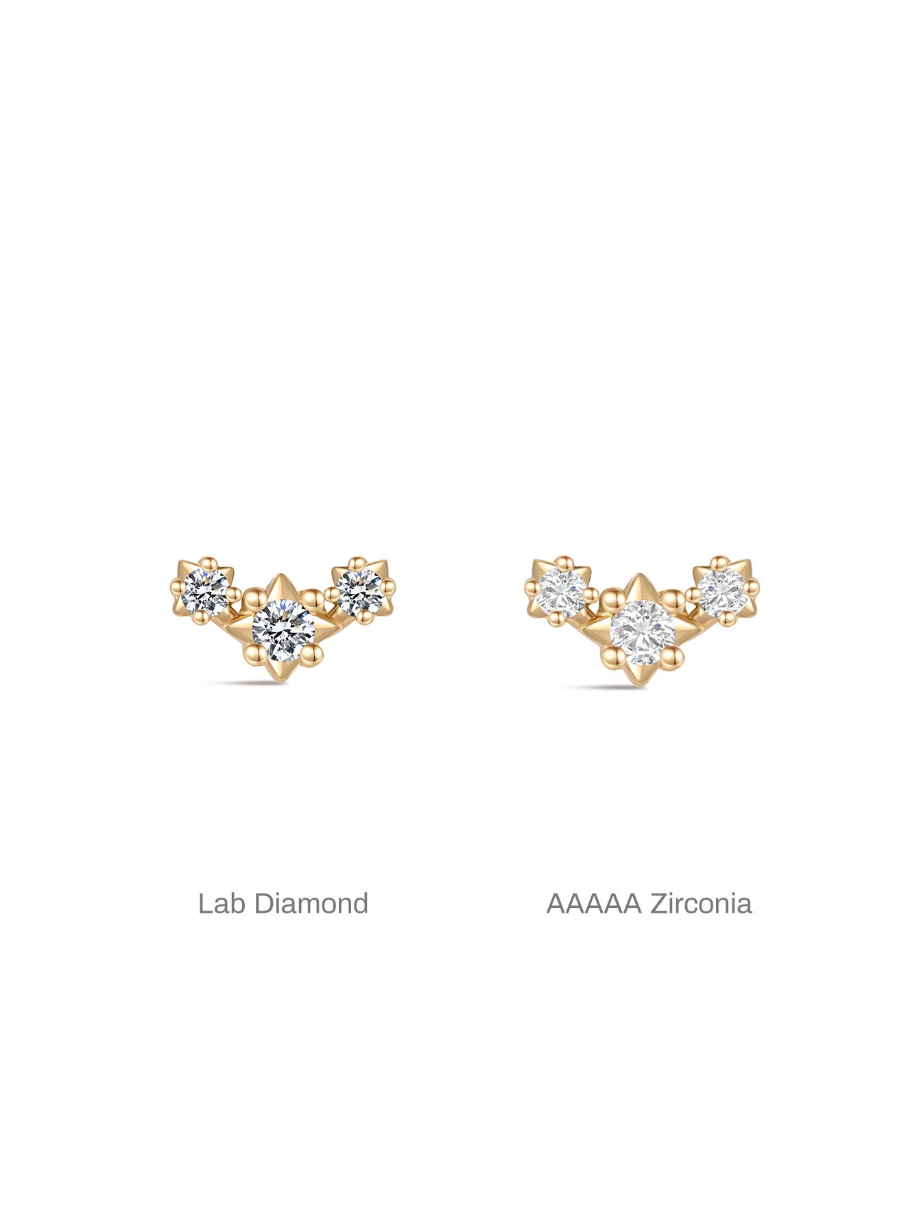 925 Sterling Silver Triple Star Ear Piercing Stud-aurivna