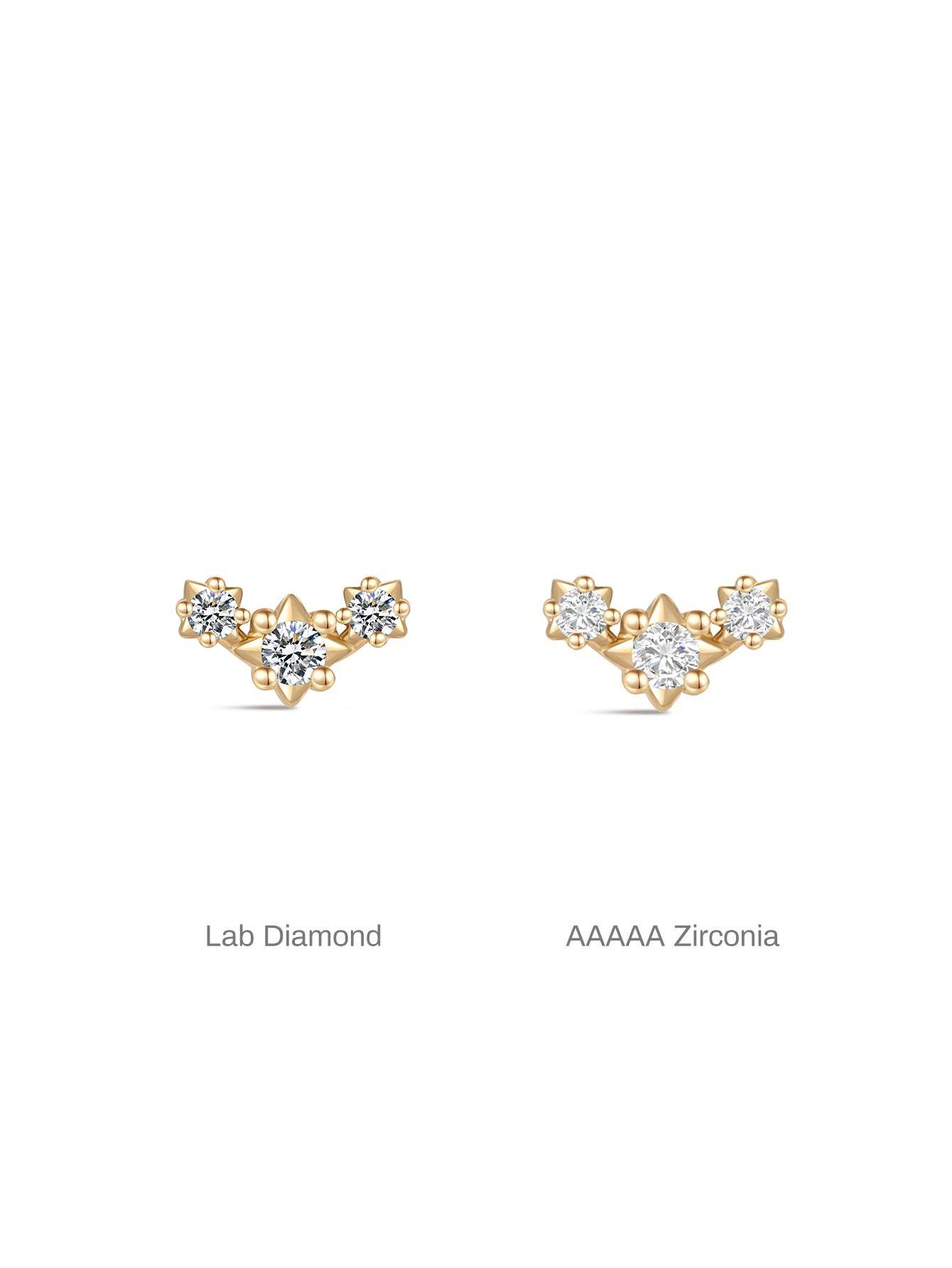 925 Sterling Silver Triple Star Ear Piercing Stud-aurivna