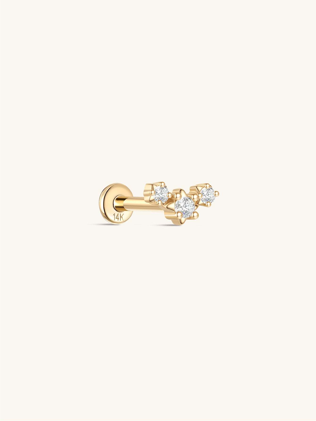 925 Sterling Silver Triple Star Ear Piercing Stud-aurivna