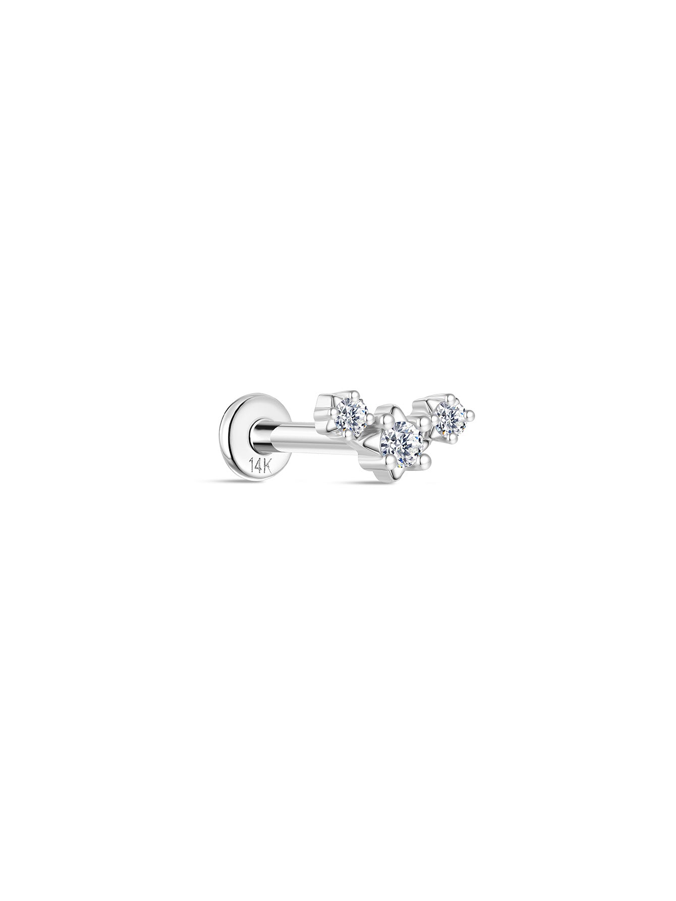 925 Sterling Silver Triple Star Ear Piercing Stud-aurivna