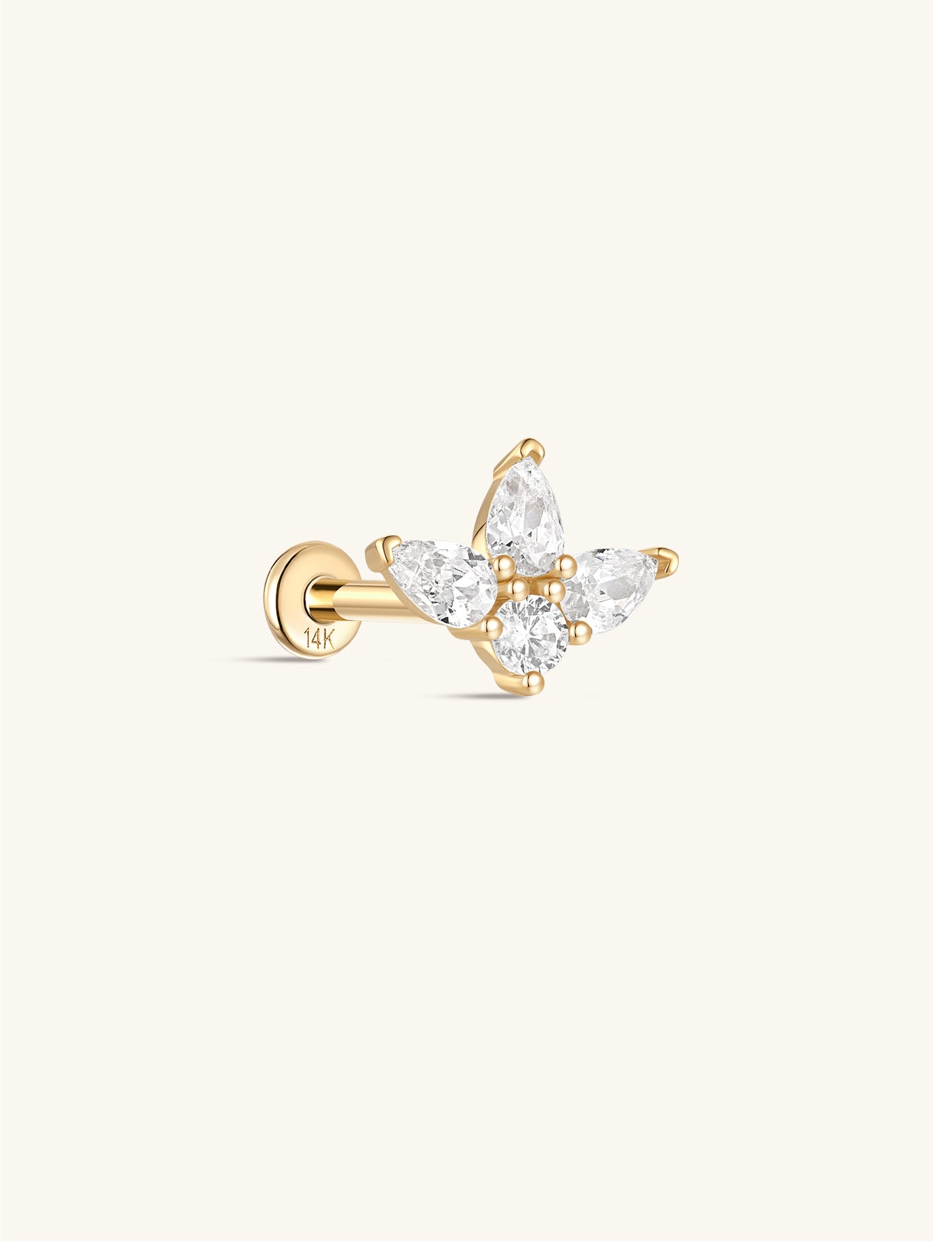 925 Sterling Silver Water Drop Flower Ear Piercing Stud-aurivna
