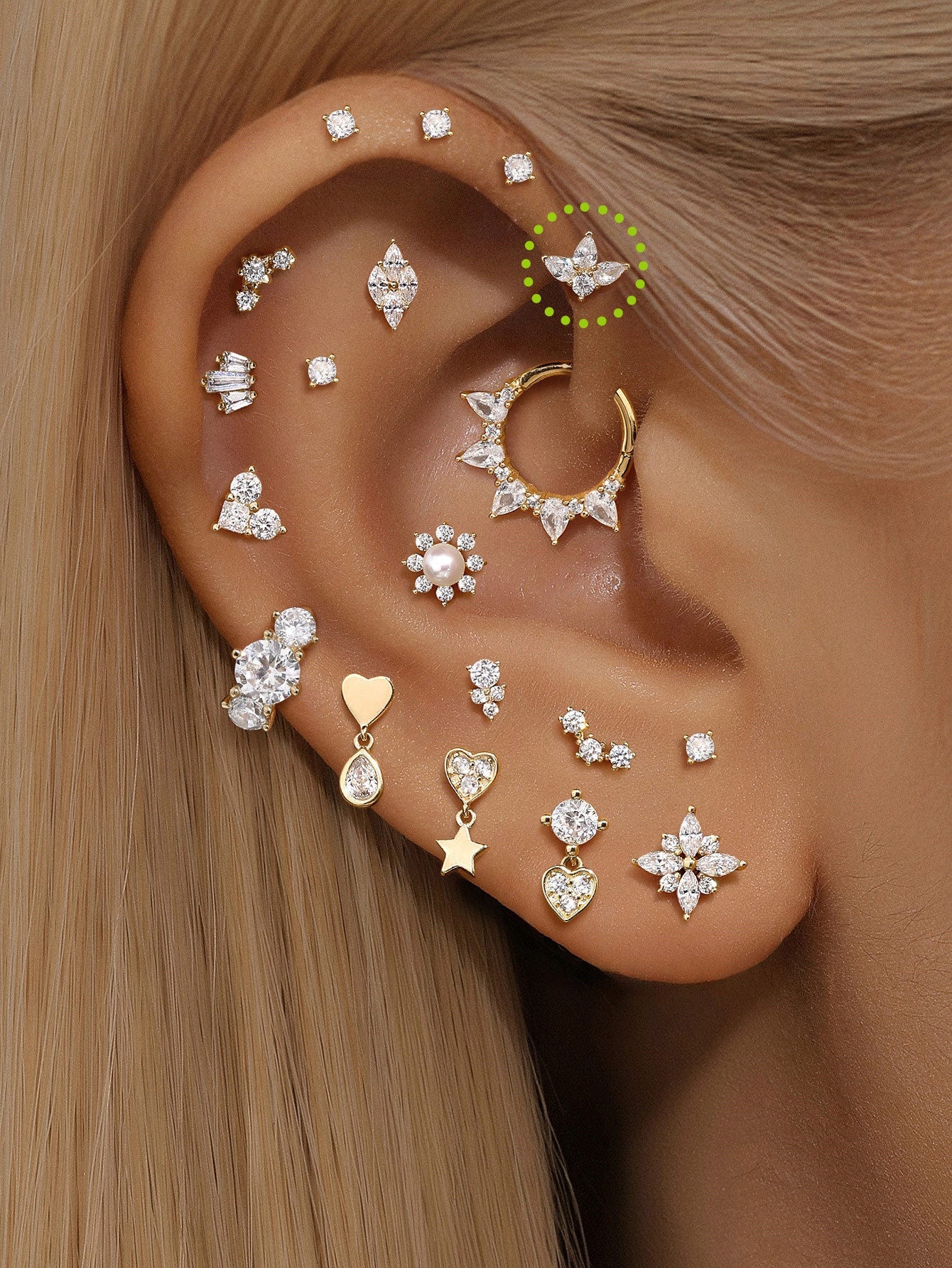 925 Sterling Silver Water Drop Flower Ear Piercing Stud-aurivna