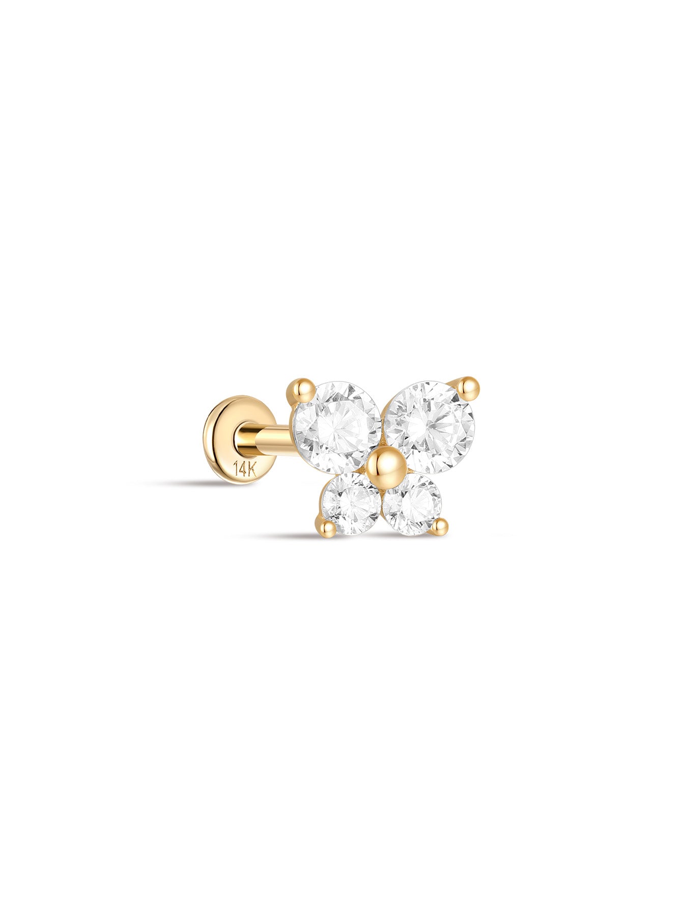 925 Sterling Silver Butterfly Flowers Ear Piercing Stud-aurivna