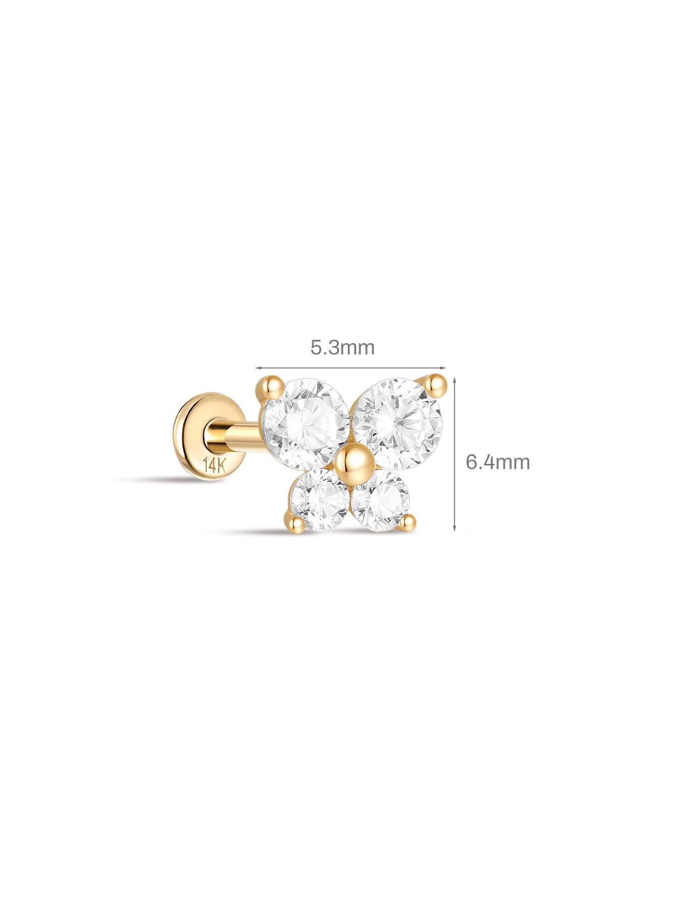 925 Sterling Silver Butterfly Flowers Ear Piercing Stud-aurivna