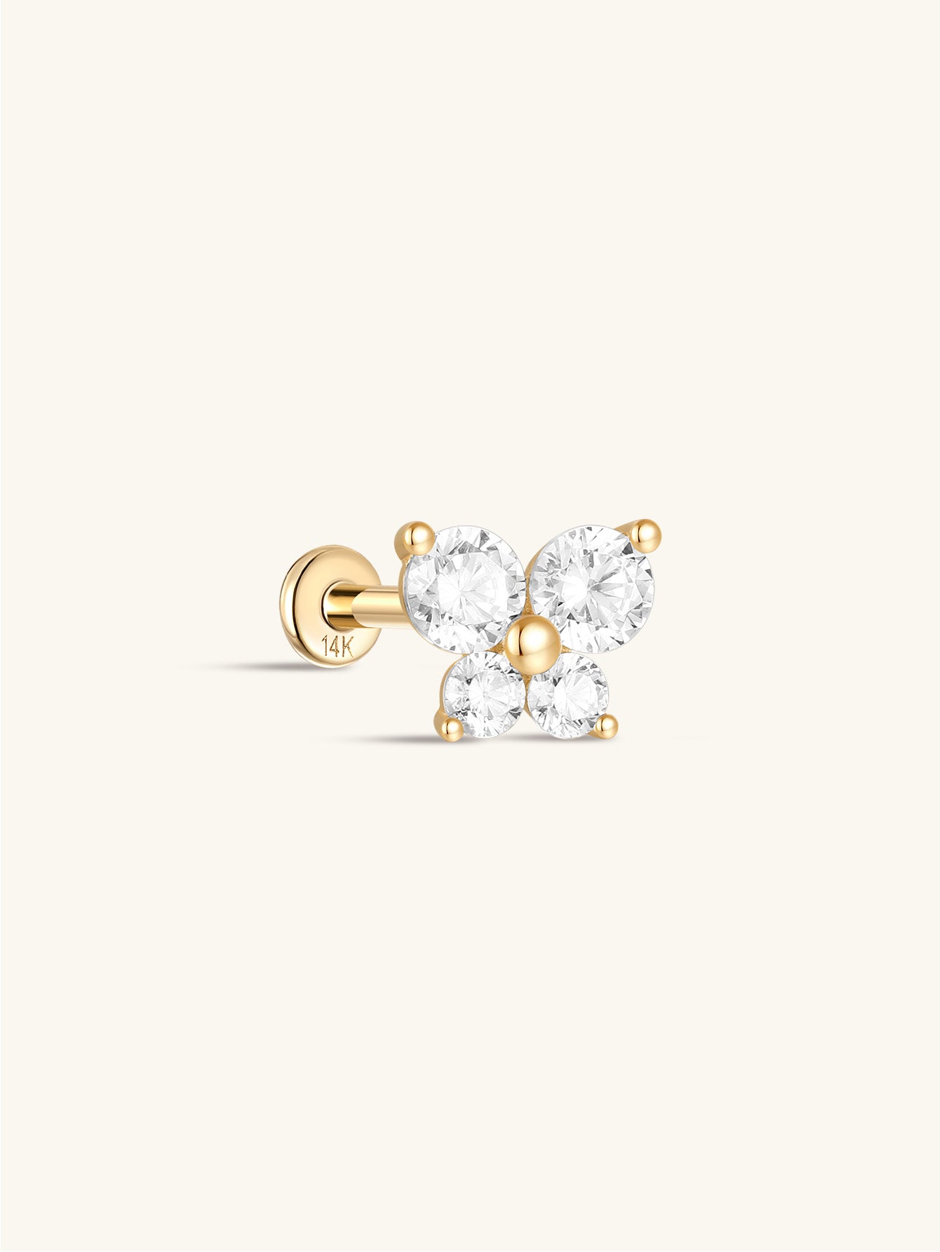 925 Sterling Silver Butterfly Flowers Ear Piercing Stud-aurivna