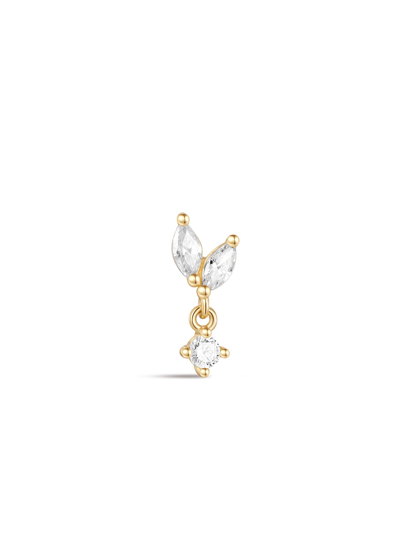 925 Sterling Silver Marquise Tassel Pendant Ear Piercing Stud-aurivna