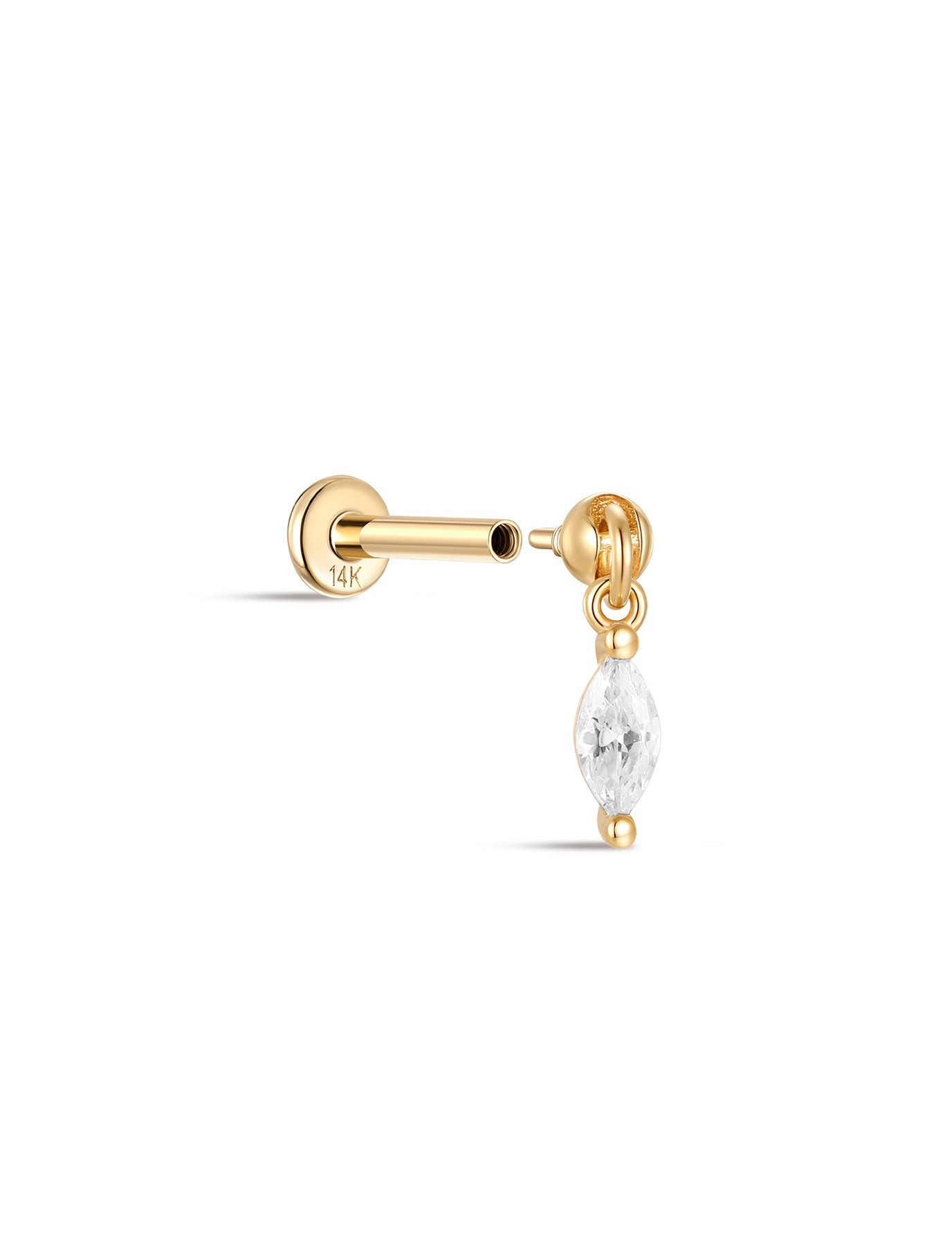 925 Sterling Silver Single Zircon Pendant Ear Piercing Stud-aurivna