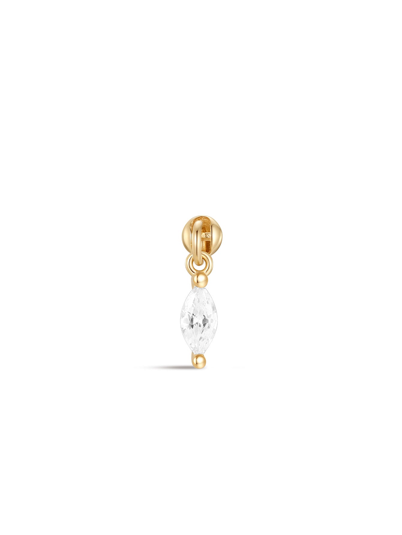 925 Sterling Silver Single Zircon Pendant Ear Piercing Stud-aurivna