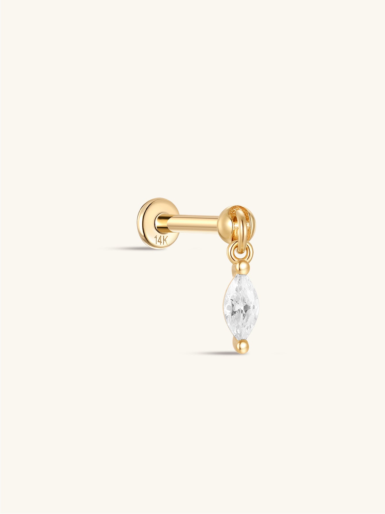 925 Sterling Silver Single Zircon Pendant Ear Piercing Stud-aurivna