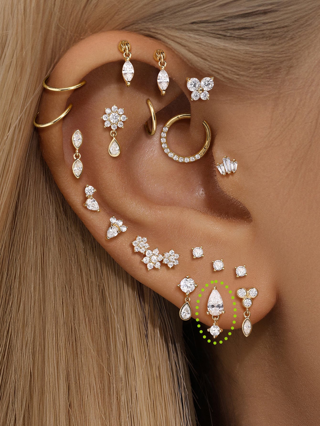 925 Sterling Silver Water Drop Tassel  Ear Piercing Stud-aurivna