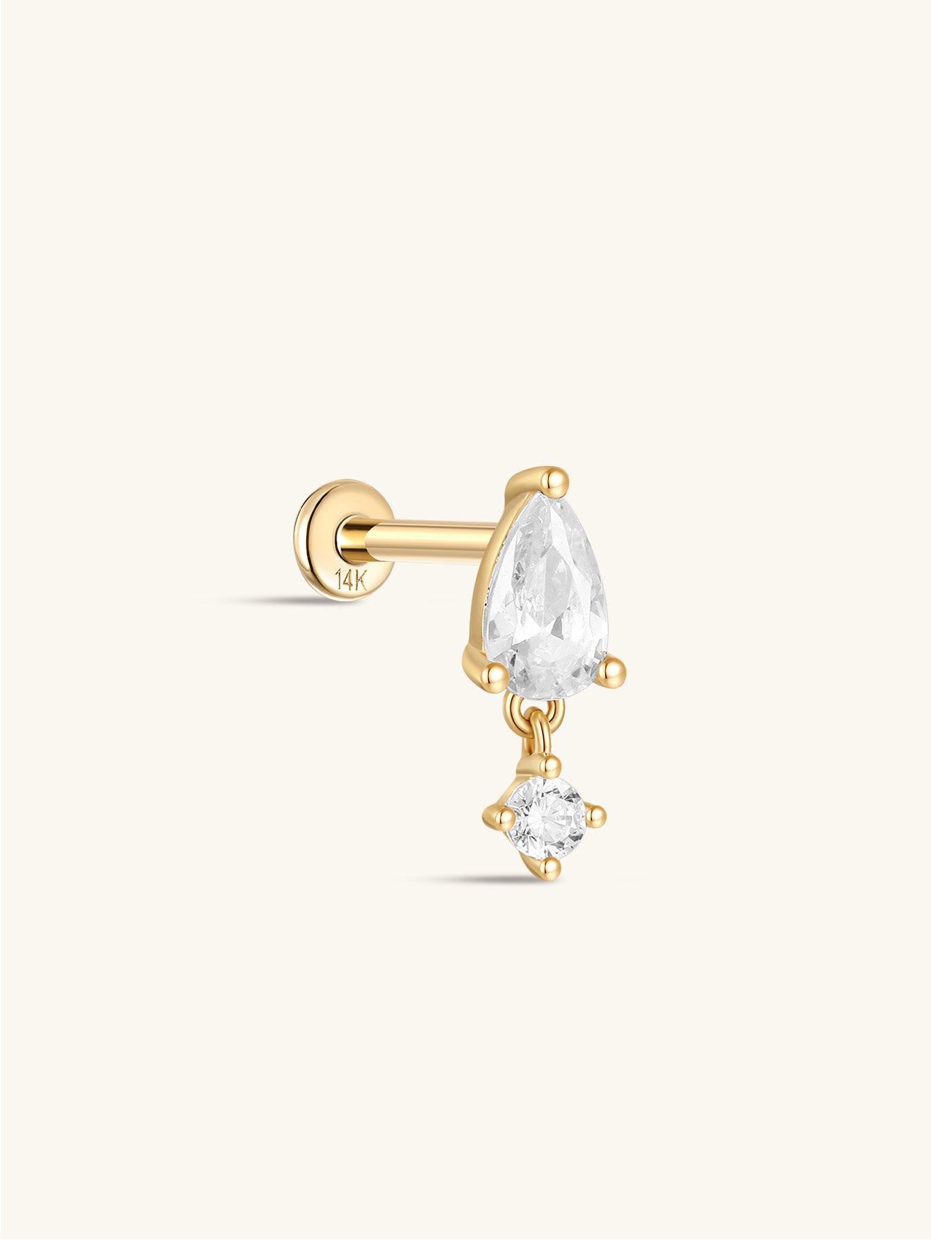 925 Sterling Silver Water Drop Tassel  Ear Piercing Stud-aurivna