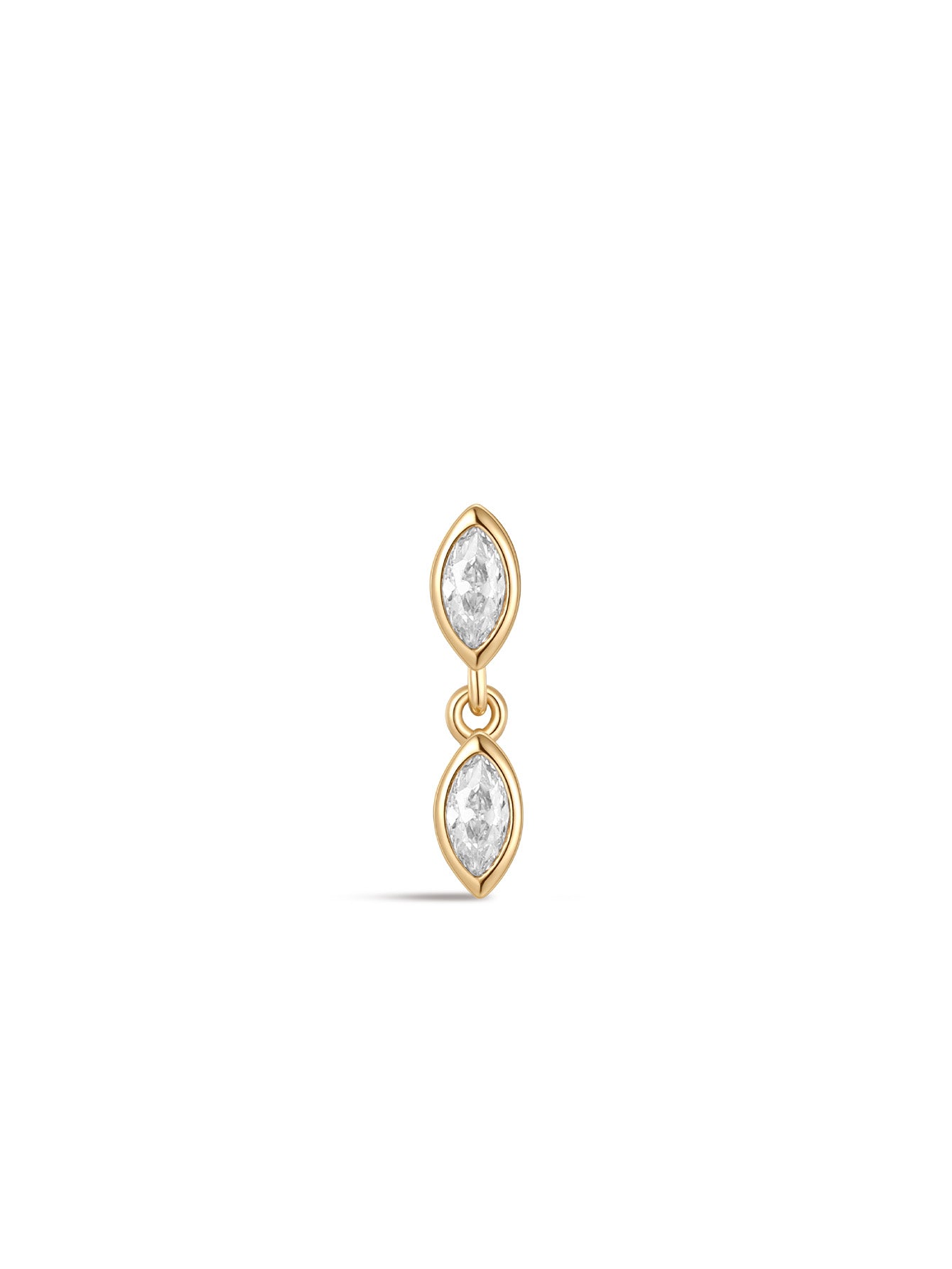 925 Sterling Silver Marquise Bezel Zircon  Ear Piercing Stud-aurivna