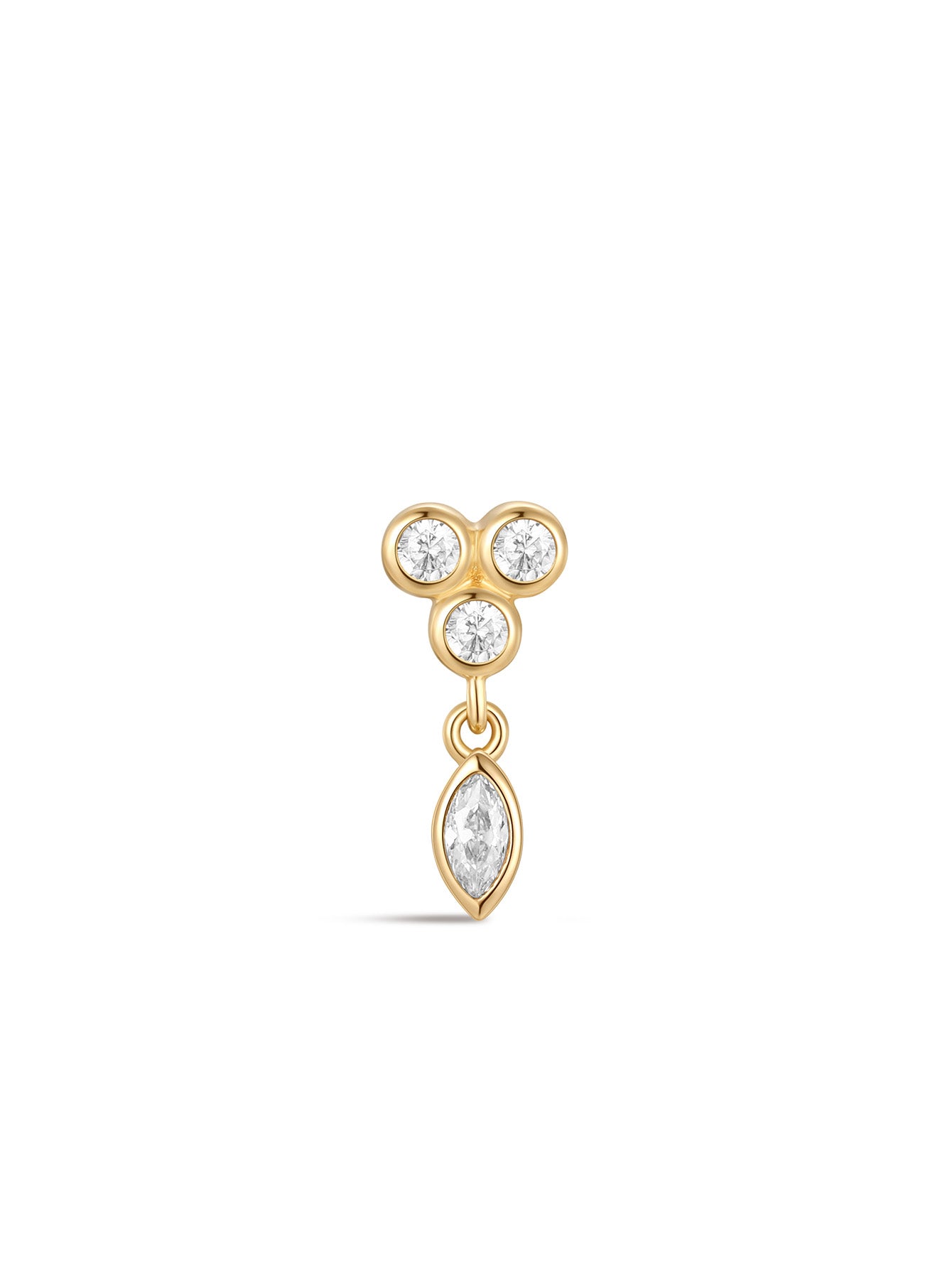 925 Sterling Silver Flower Border Pendant Ear Piercing Stud-aurivna