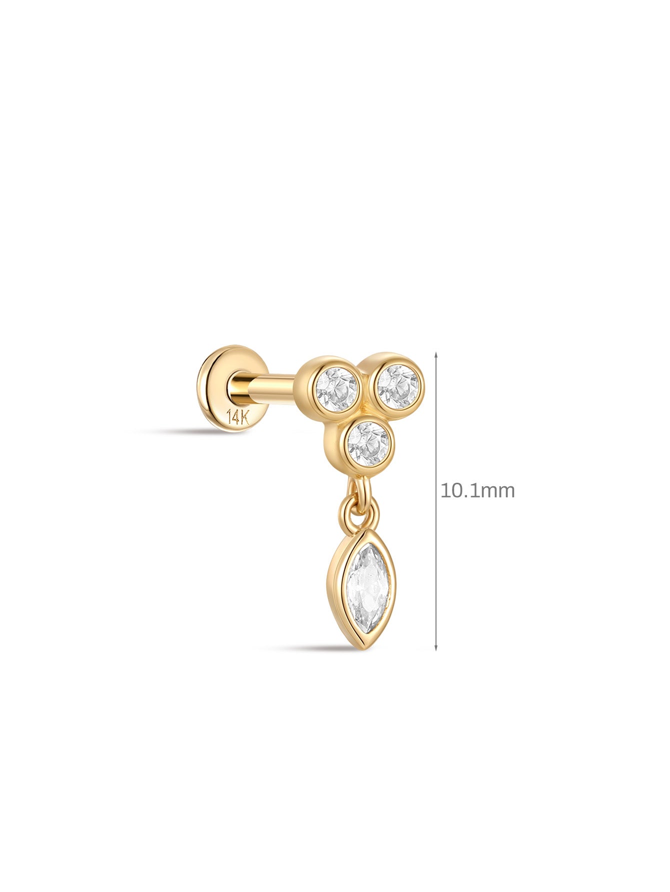 925 Sterling Silver Flower Border Pendant Ear Piercing Stud-aurivna
