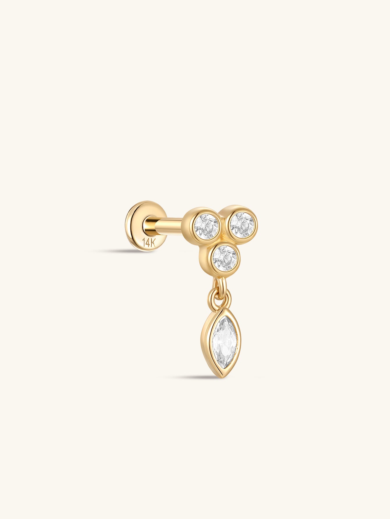 925 Sterling Silver Flower Border Pendant Ear Piercing Stud-aurivna