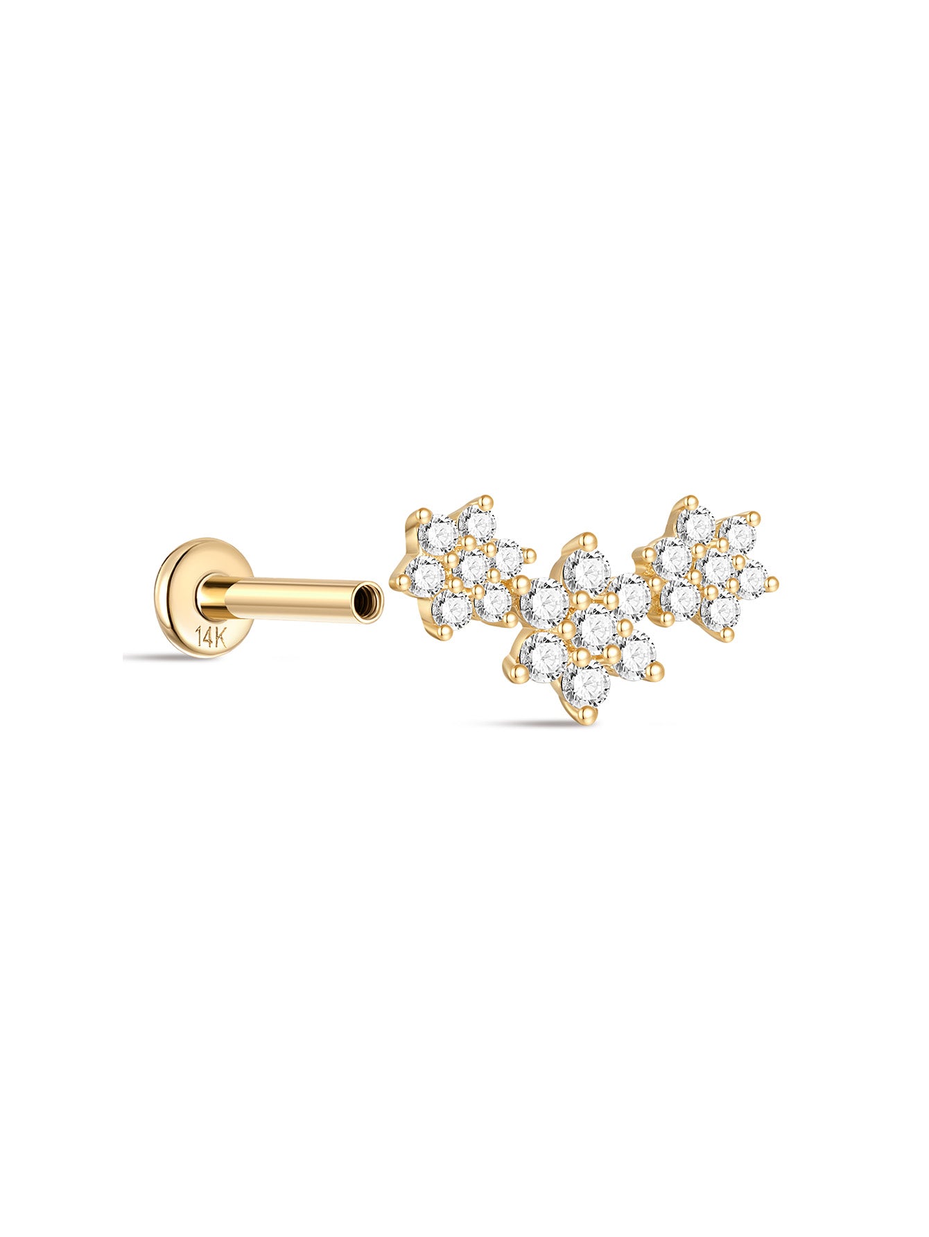 925 Sterling Silver Flourishing Flowers Ear Piercing Stud-aurivna