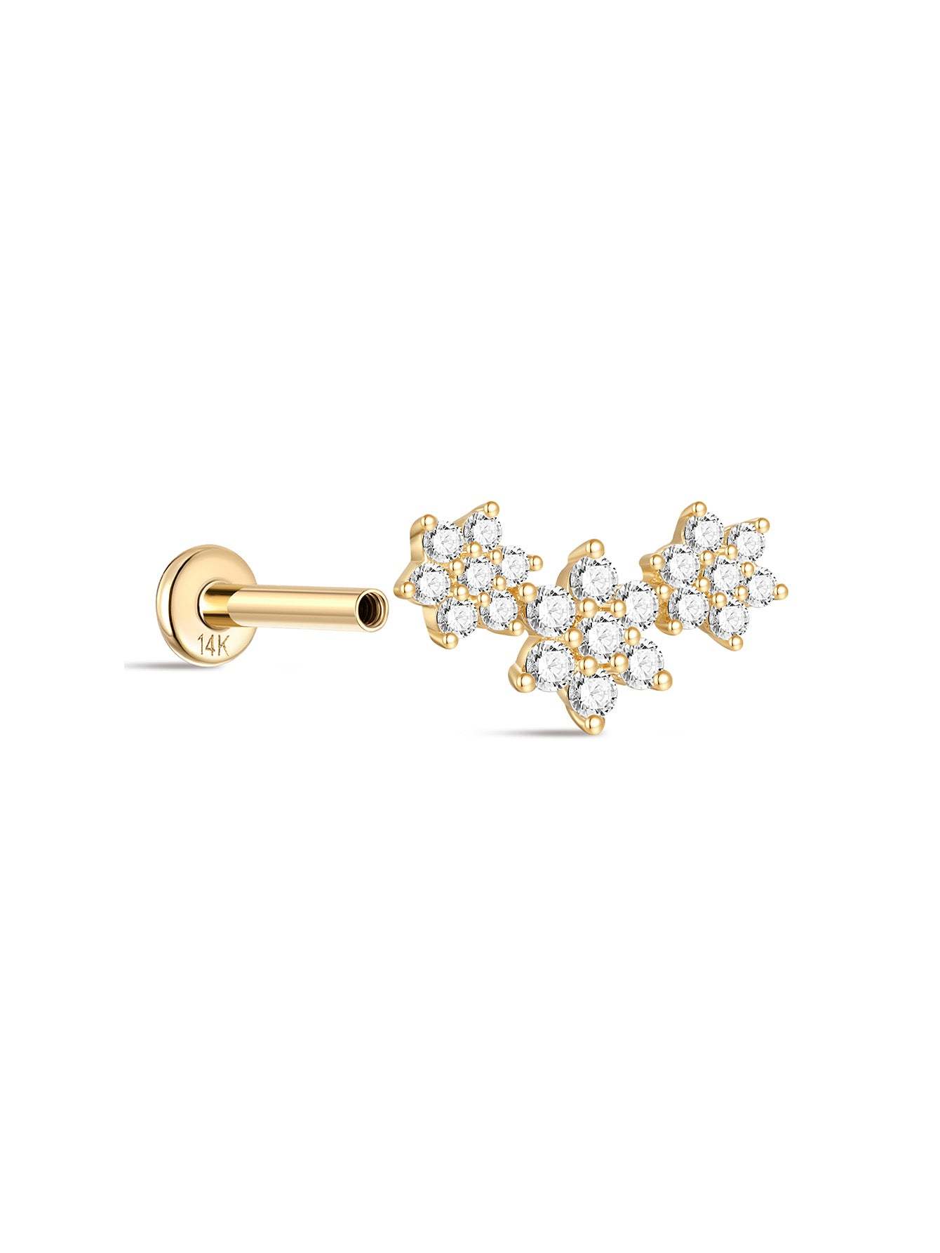 925 Sterling Silver Flourishing Flowers Ear Piercing Stud-aurivna