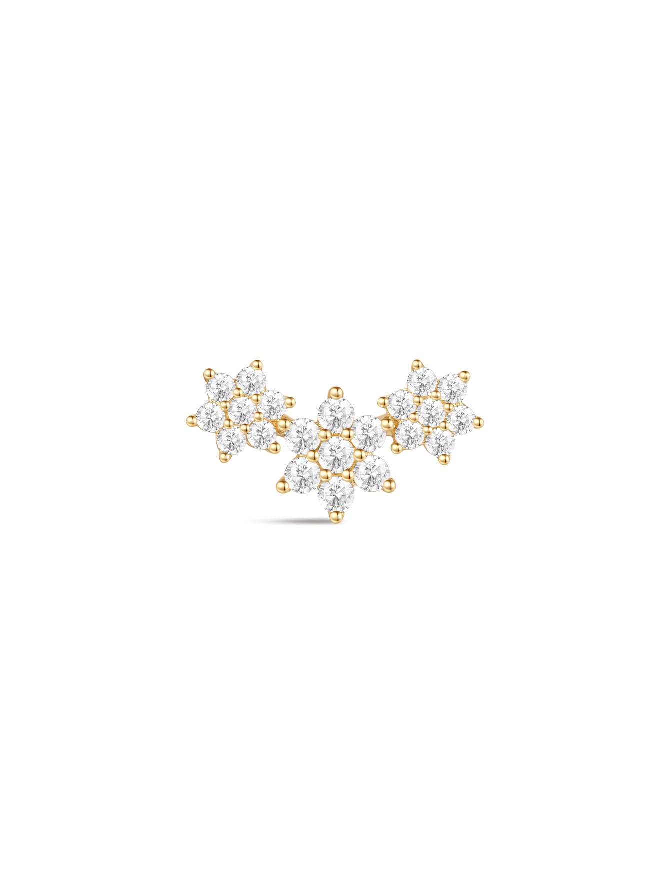 925 Sterling Silver Flourishing Flowers Ear Piercing Stud-aurivna