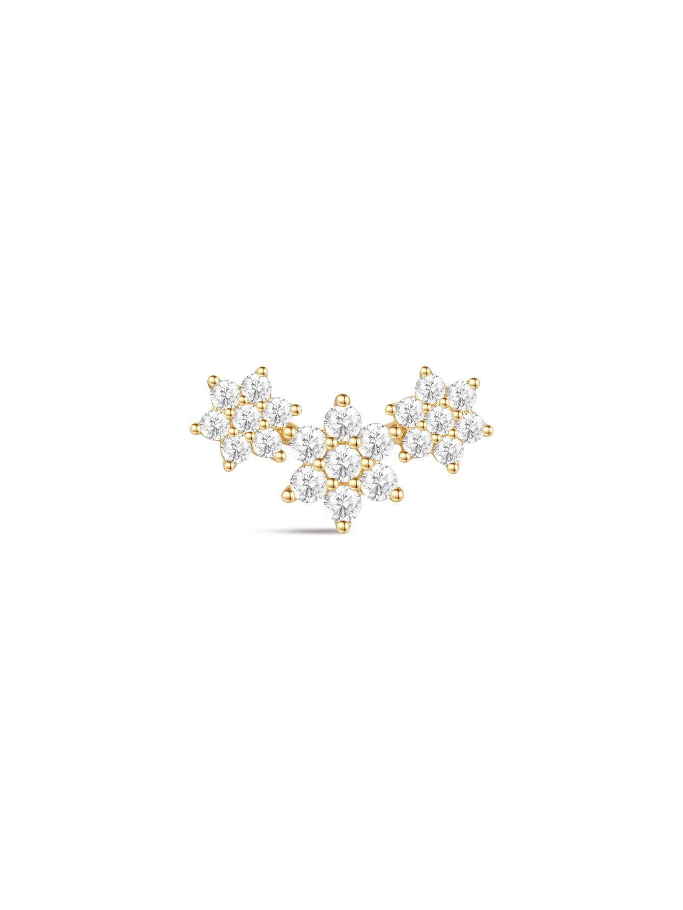 925 Sterling Silver Flourishing Flowers Ear Piercing Stud-aurivna