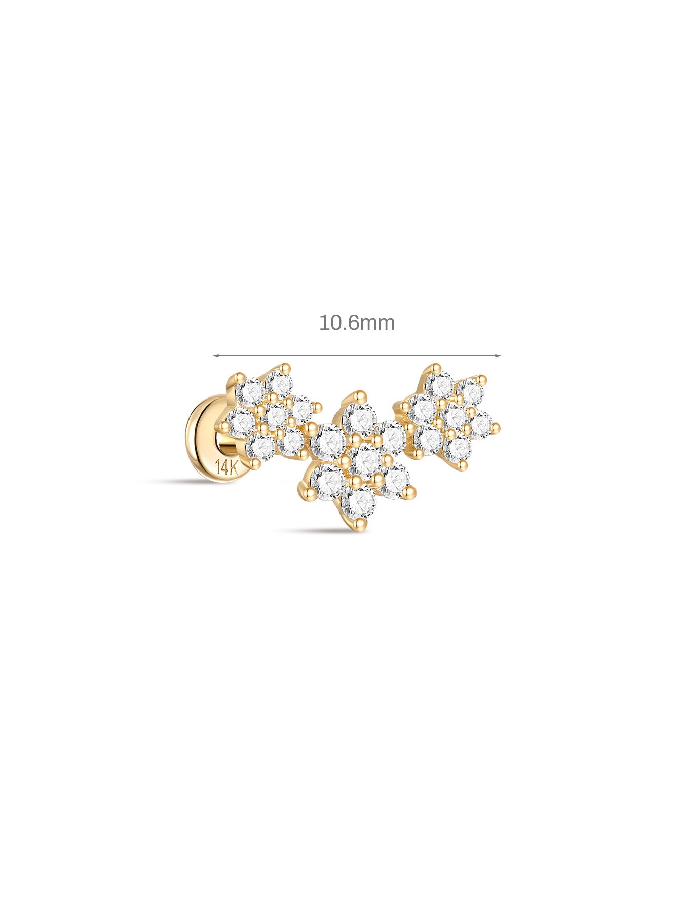 925 Sterling Silver Flourishing Flowers Ear Piercing Stud-aurivna