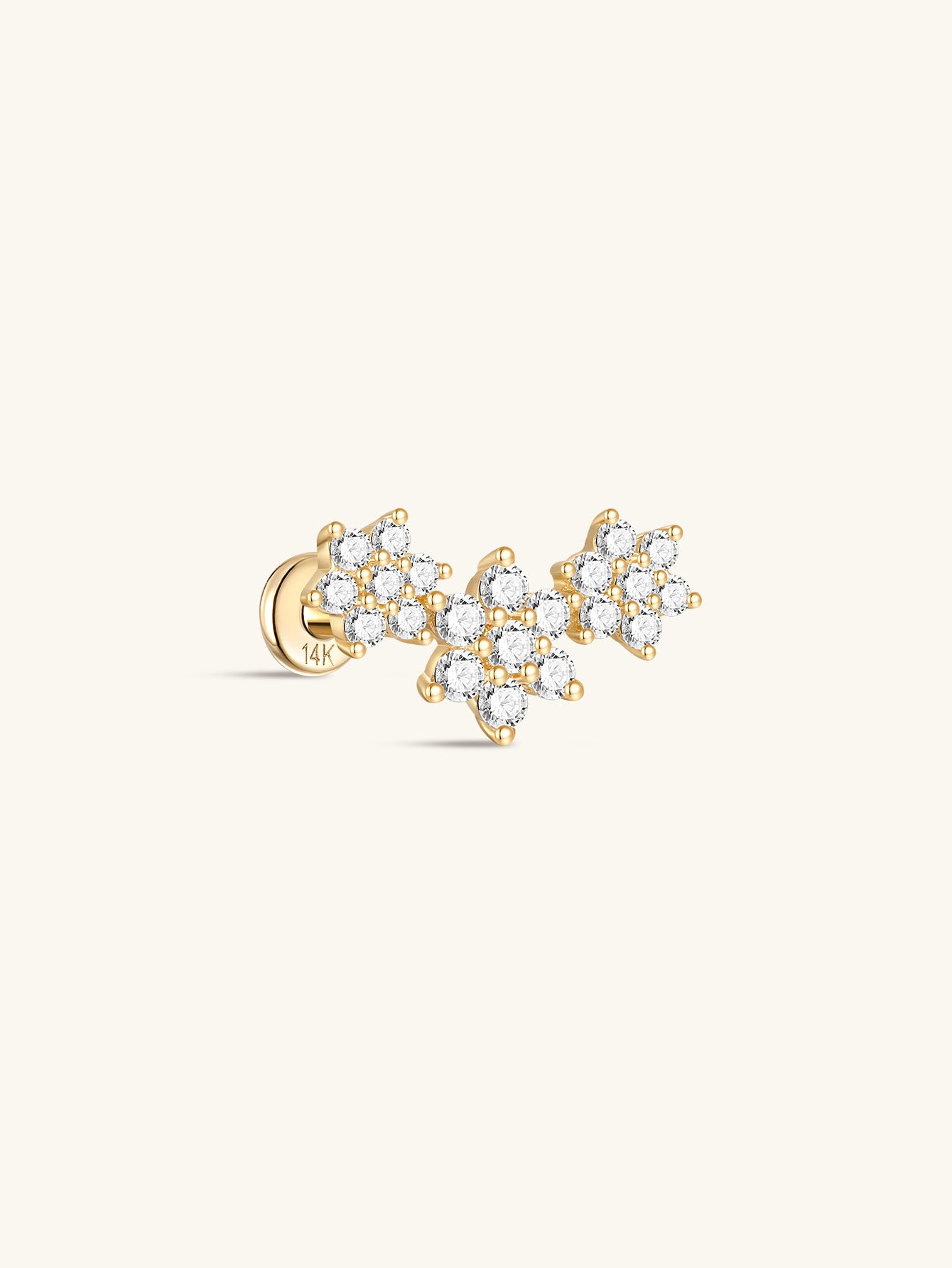 925 Sterling Silver Flourishing Flowers Ear Piercing Stud-aurivna