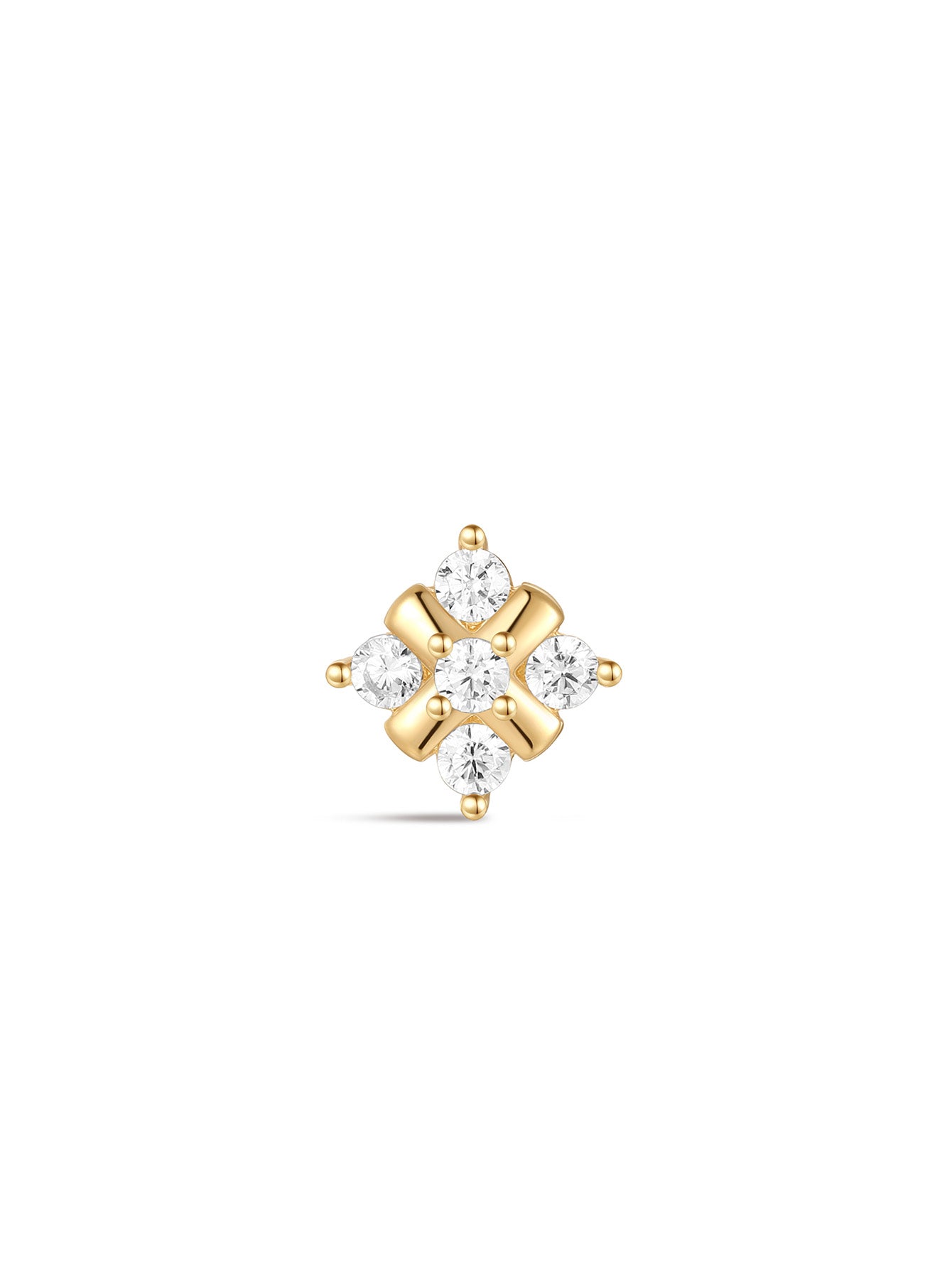 925 Sterling Silver Flower Inlaid Ear Piercing Stud-aurivna