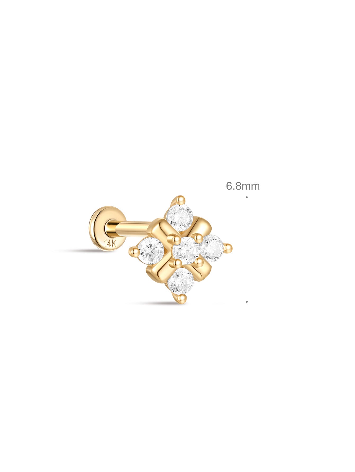 925 Sterling Silver Flower Inlaid Ear Piercing Stud-aurivna