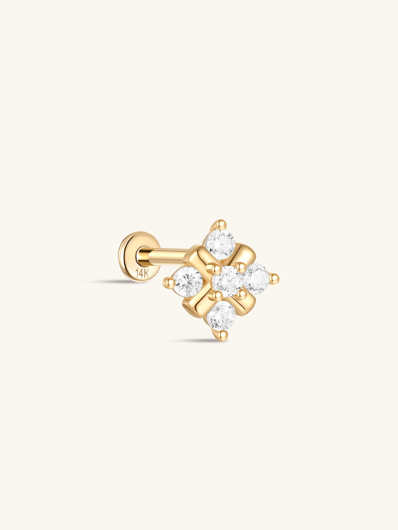 925 Sterling Silver Flower Inlaid Ear Piercing Stud-aurivna
