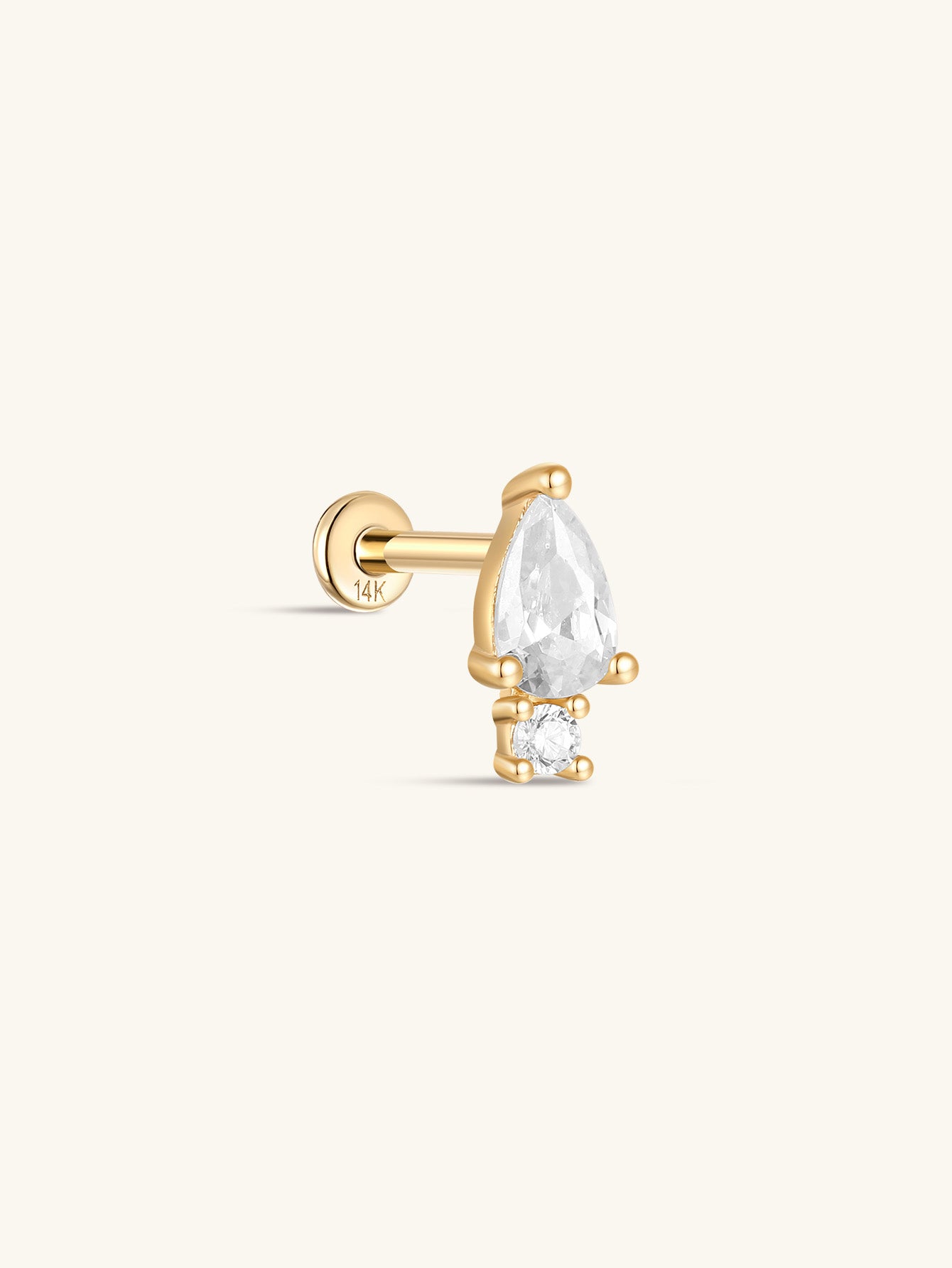 925 Sterling Silver Teardrop Zircon Ear Piercing Stud-aurivna