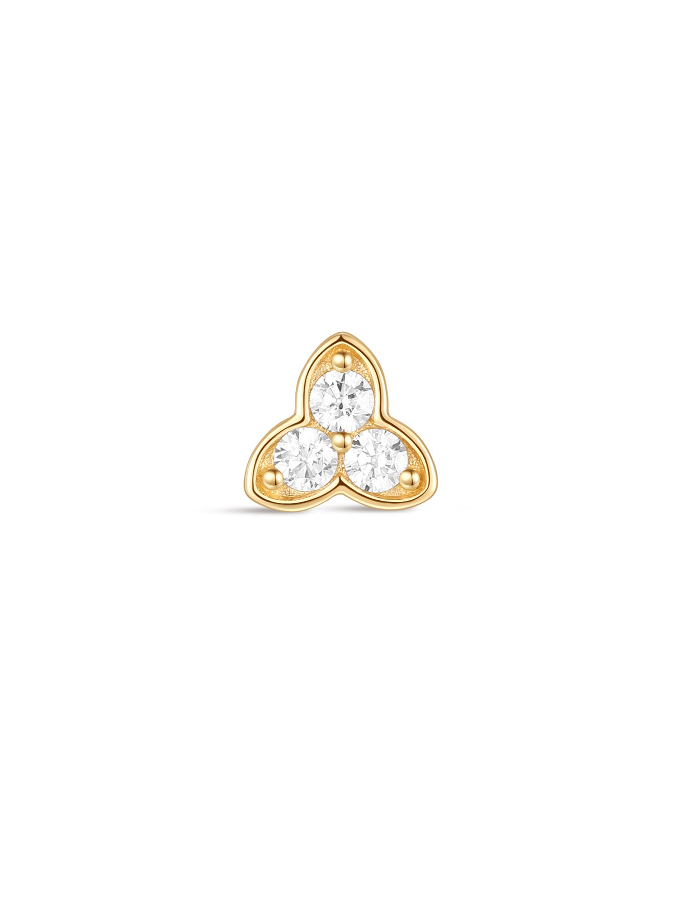 925 Sterling Silver Three petals Ear Piercing Stud-aurivna