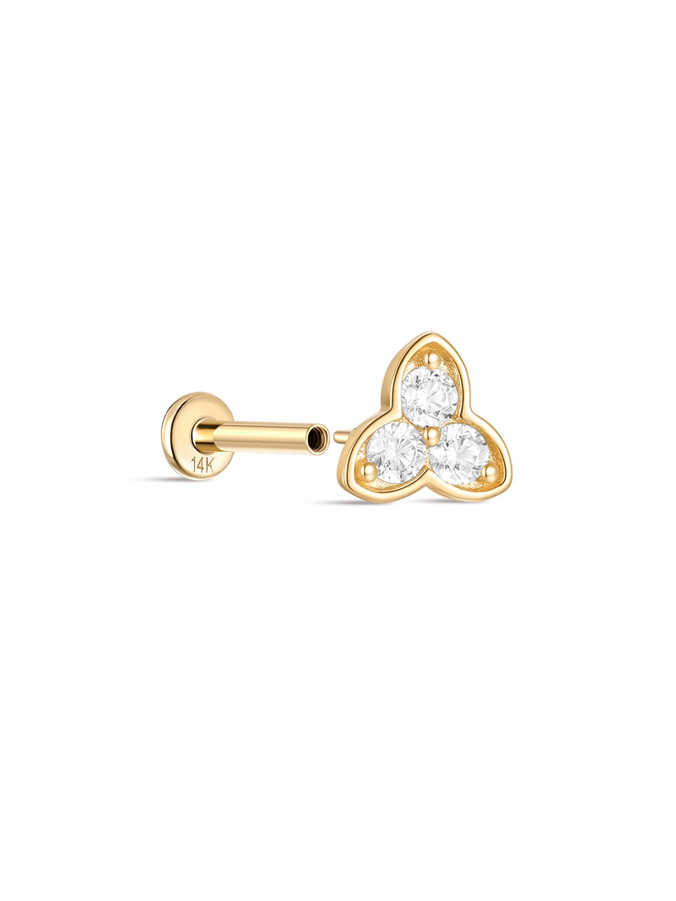 925 Sterling Silver Three petals Ear Piercing Stud-aurivna