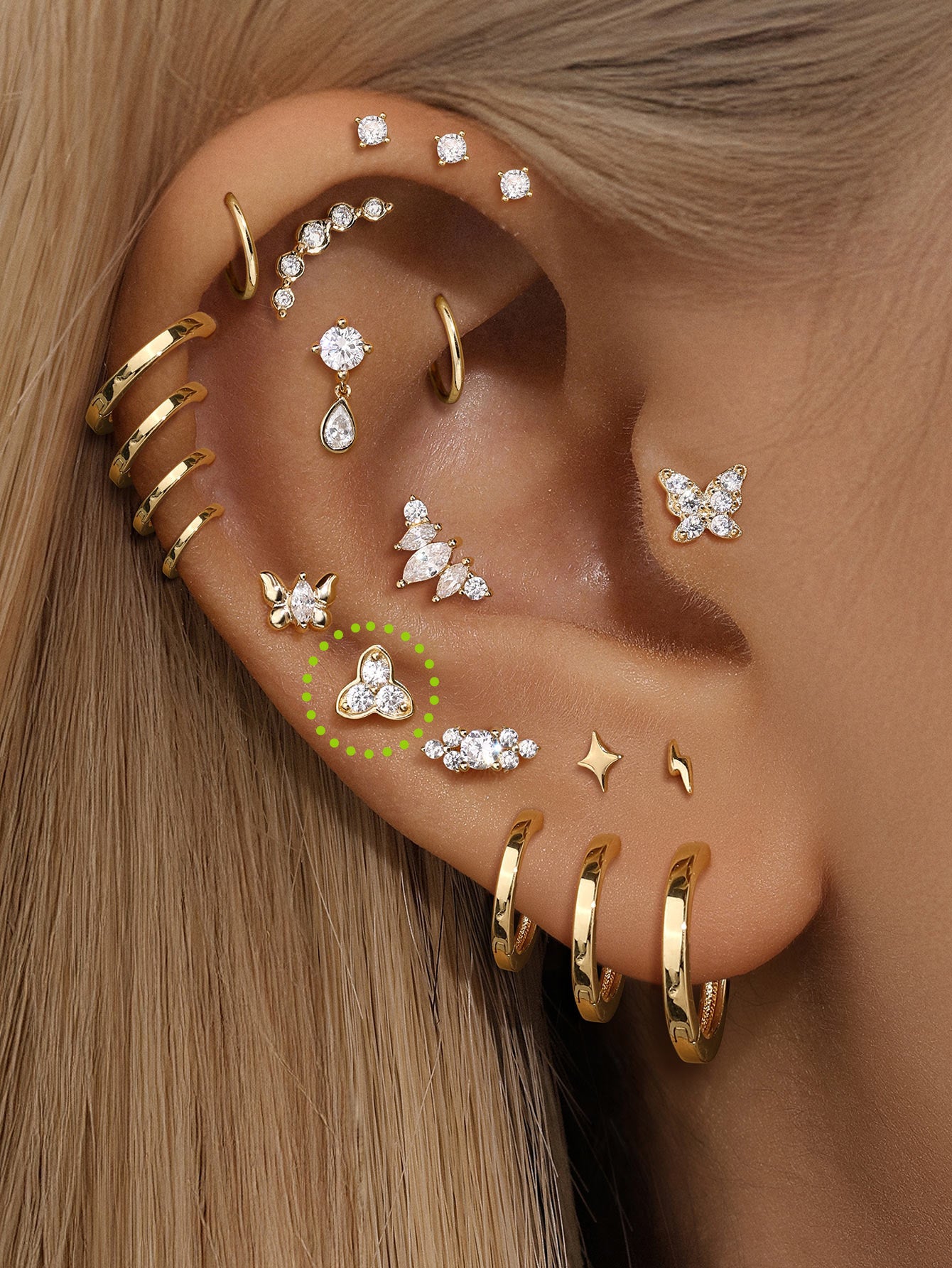 925 Sterling Silver Three petals Ear Piercing Stud-aurivna