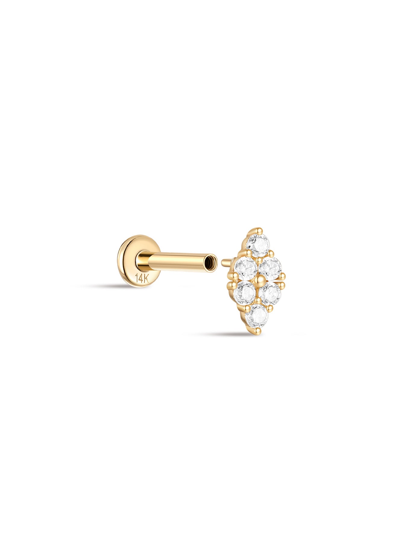 925 Sterling Silver Triangular Double Zircon Ear Piercing Stud-aurivna