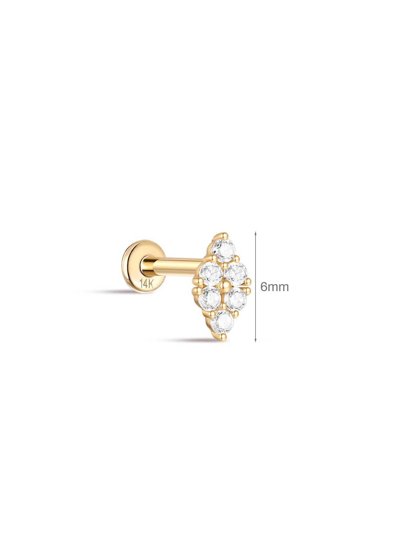 925 Sterling Silver Triangular Double Zircon Ear Piercing Stud-aurivna
