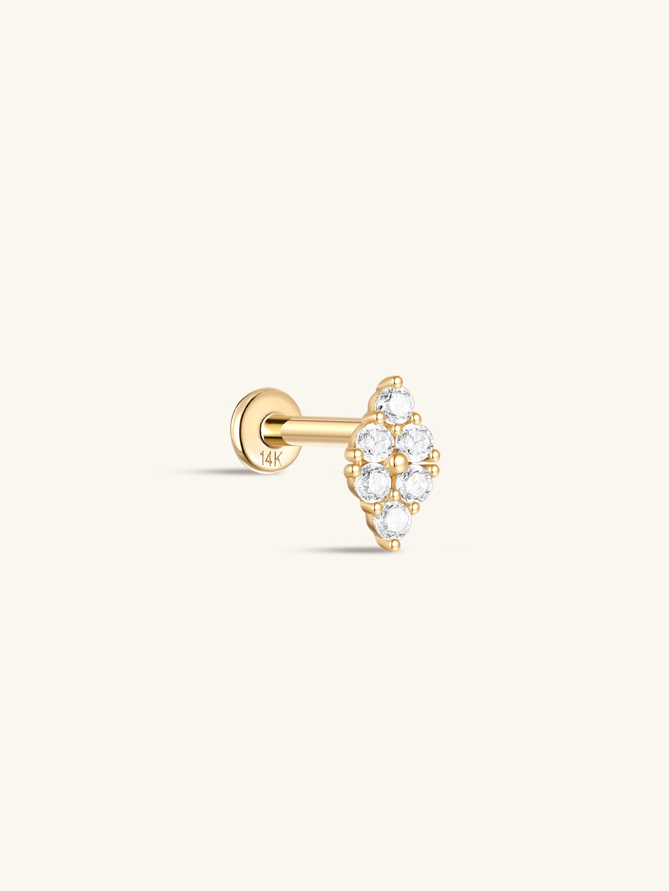 925 Sterling Silver Triangular Double Zircon Ear Piercing Stud-aurivna