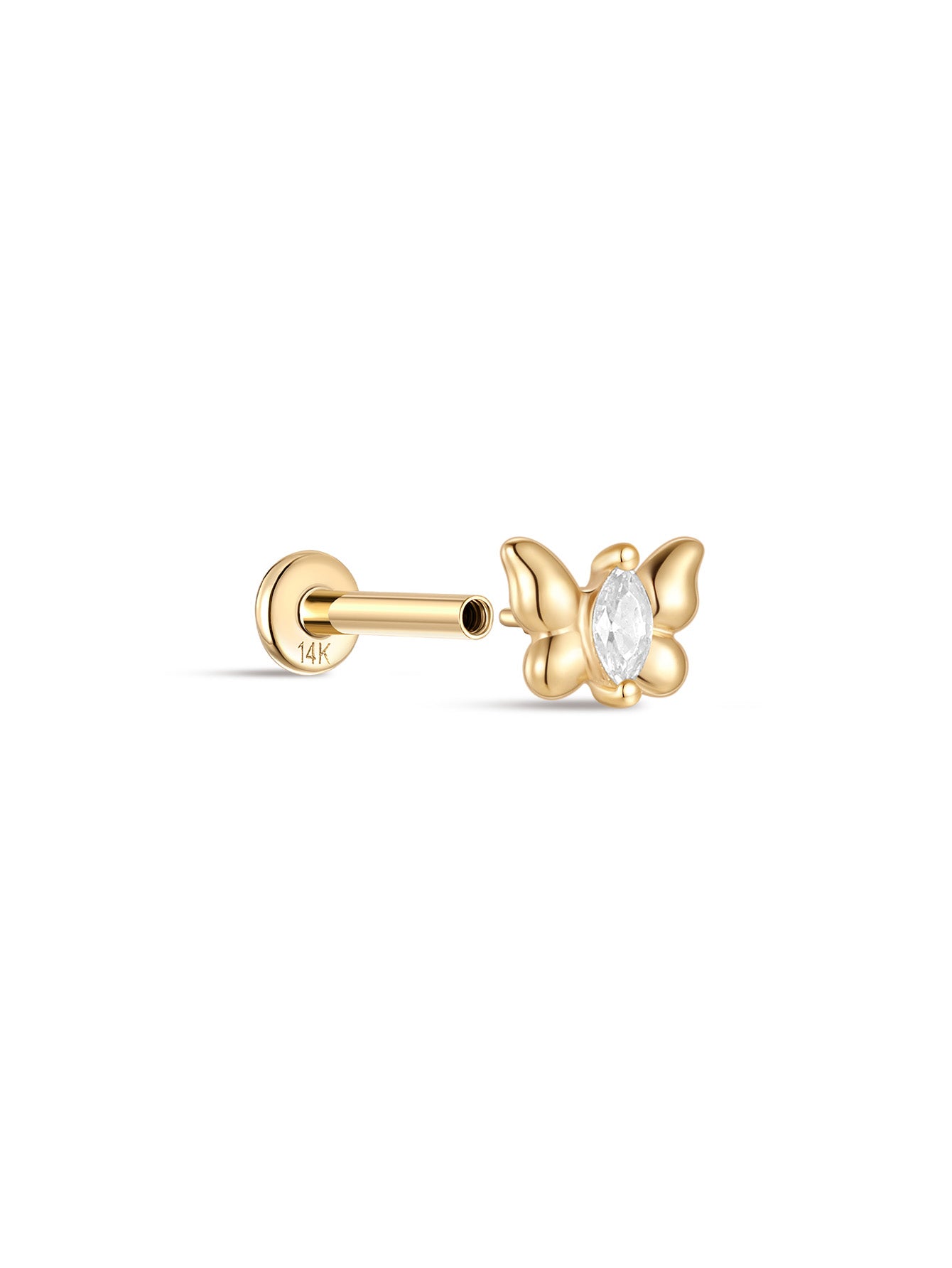 925 Sterling Silver Mini Pop Butterfly  Ear Piercing Stud-aurivna