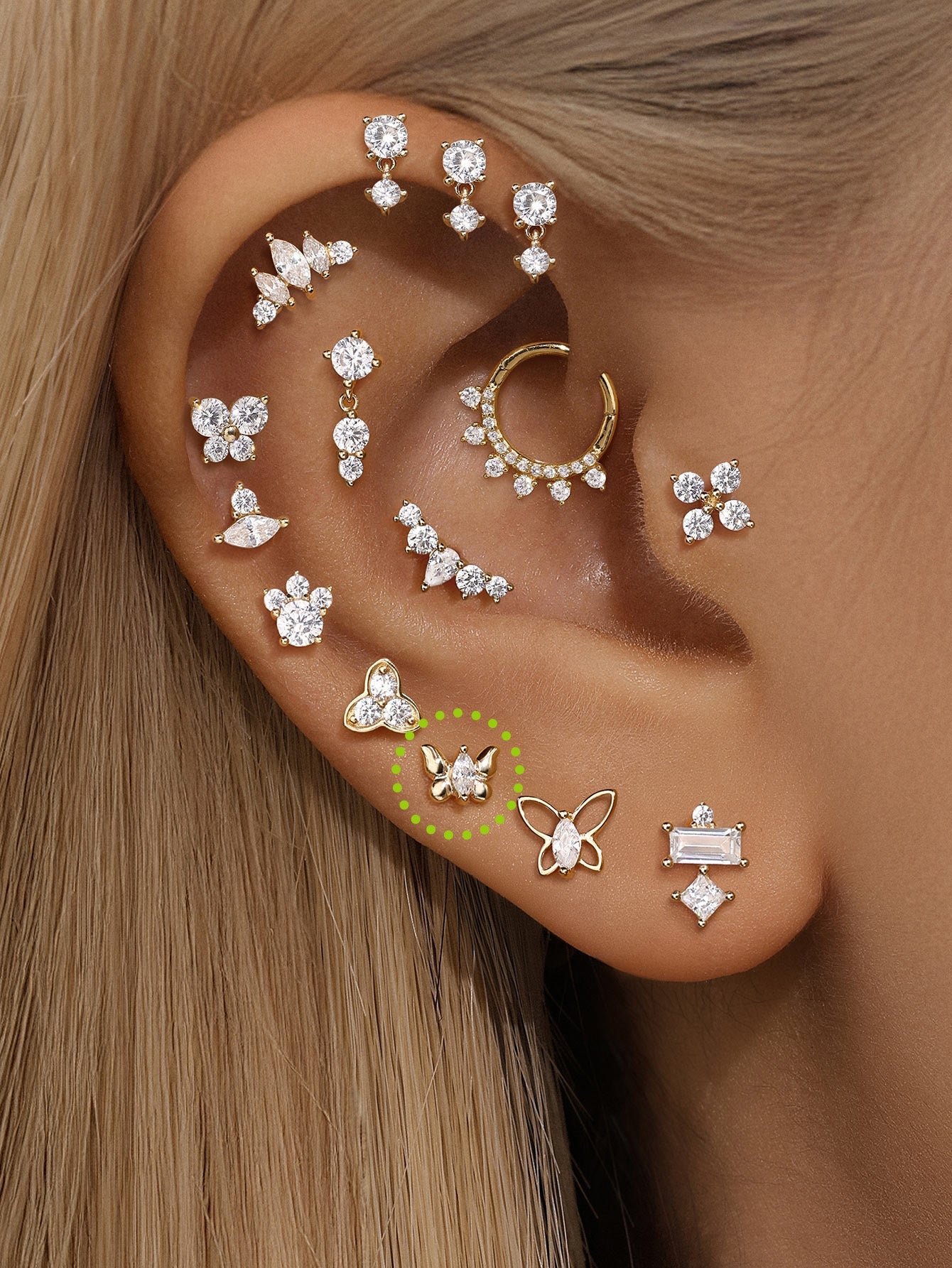 925 Sterling Silver Mini Pop Butterfly  Ear Piercing Stud-aurivna