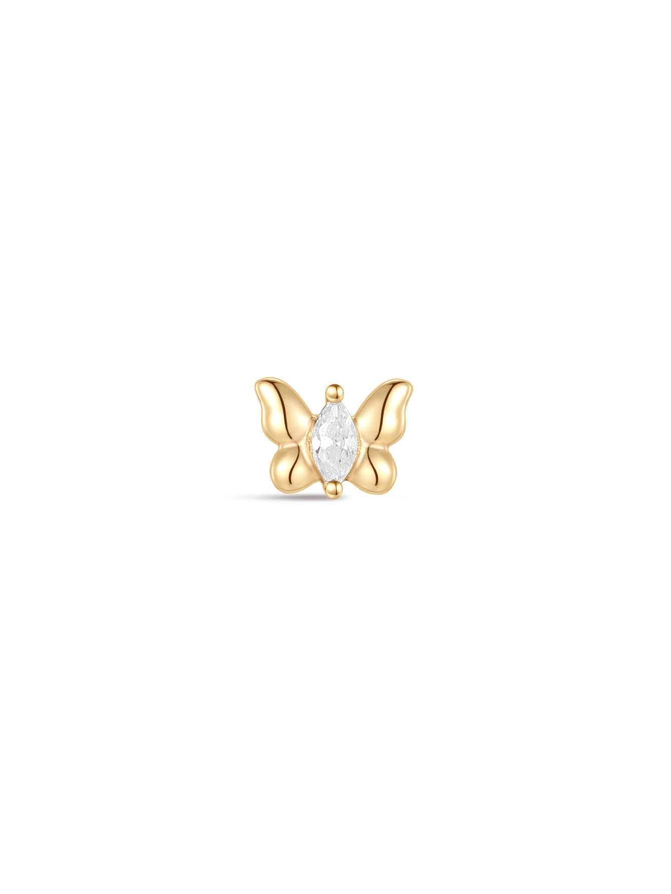 925 Sterling Silver Mini Pop Butterfly  Ear Piercing Stud-aurivna